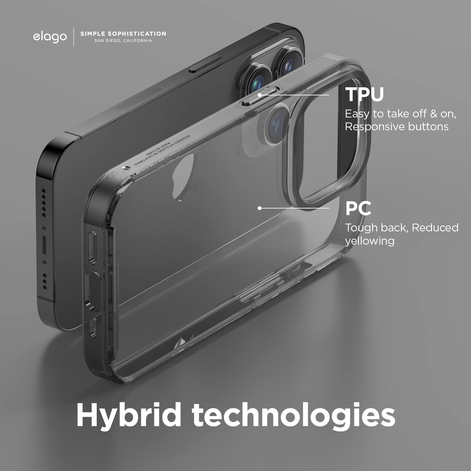 Elago Hybrid Clear Case Compatible With Iphone 14 Pro Max Case Clear  6.7''  Military Grade Drop Protection, Pc + Tpu Hybrid Tec