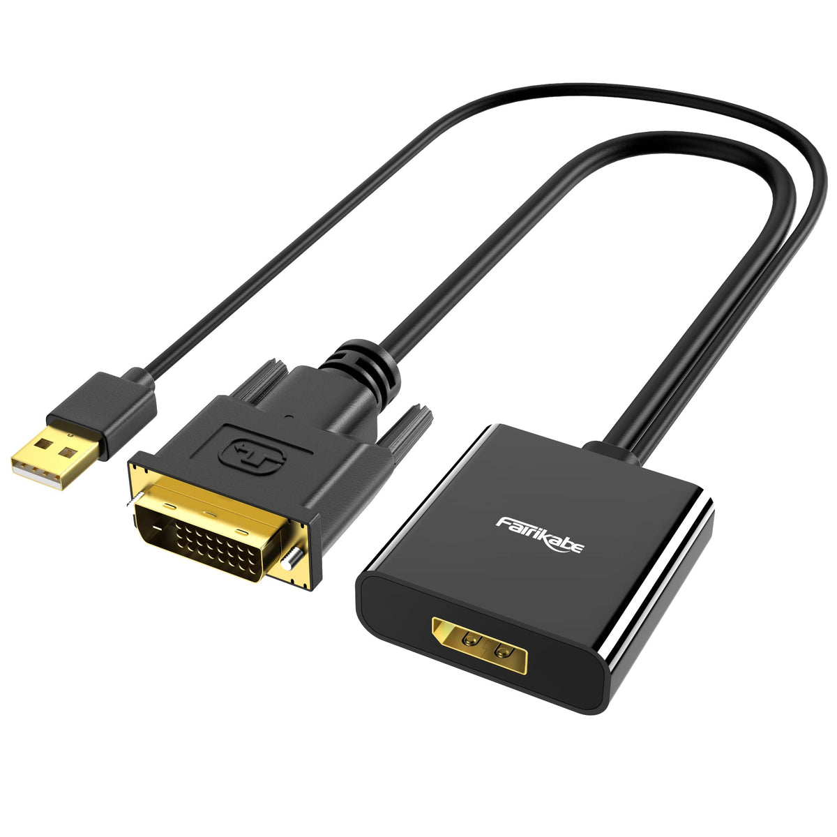 Dvi To Displayport Adapter, Dvi D To Dp Male With Usb Power, Support 1080P@60Hz Full Hd From Pc Graphics Card To Monitor Display
