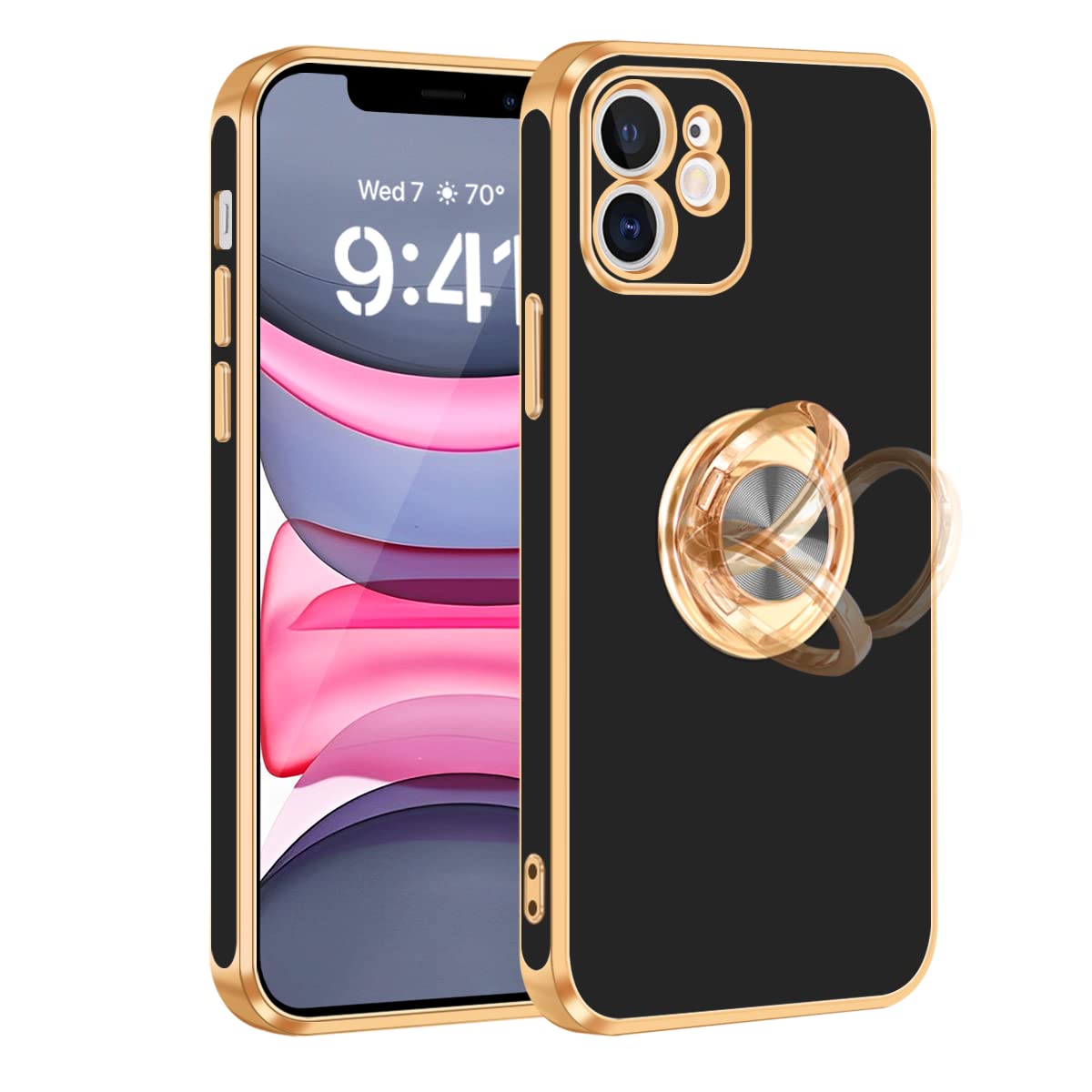 Fingic Compatible With Iphone 11 Case, With 360 Rotatable Ring Holder Kickstand Magnetic Support Car Mount Women Men Slim Soft T