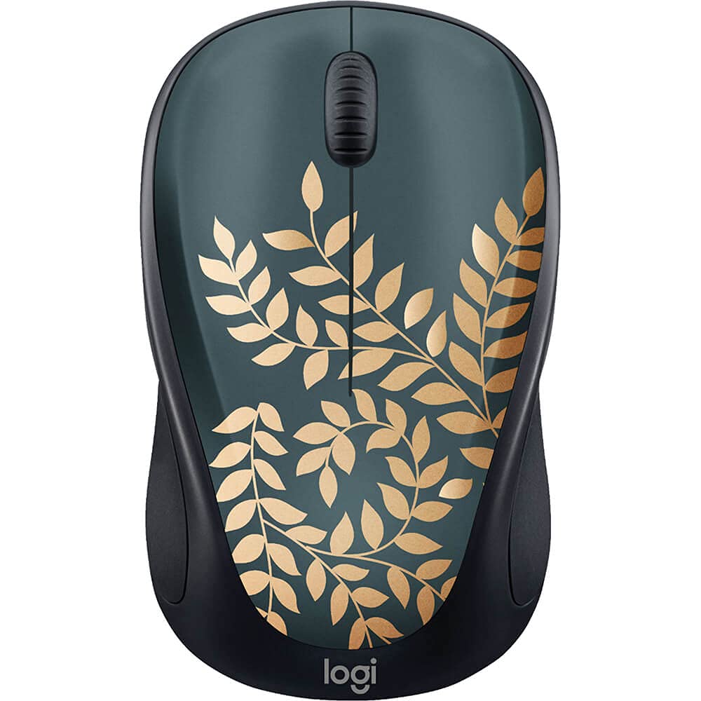 Logitech   Design Collection Limited Edition Wireless Compact Mouse With Colorful Designs   Golden Garden