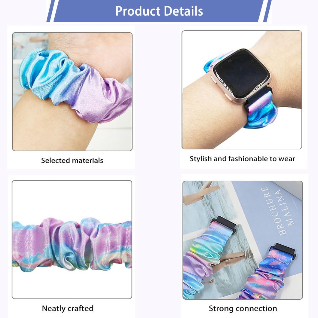 Xininyia Scrunchies Bands Compatible For Bark Smart Watch, Cute Printed Elastic Loop Bands Bracelet Strap Replacement