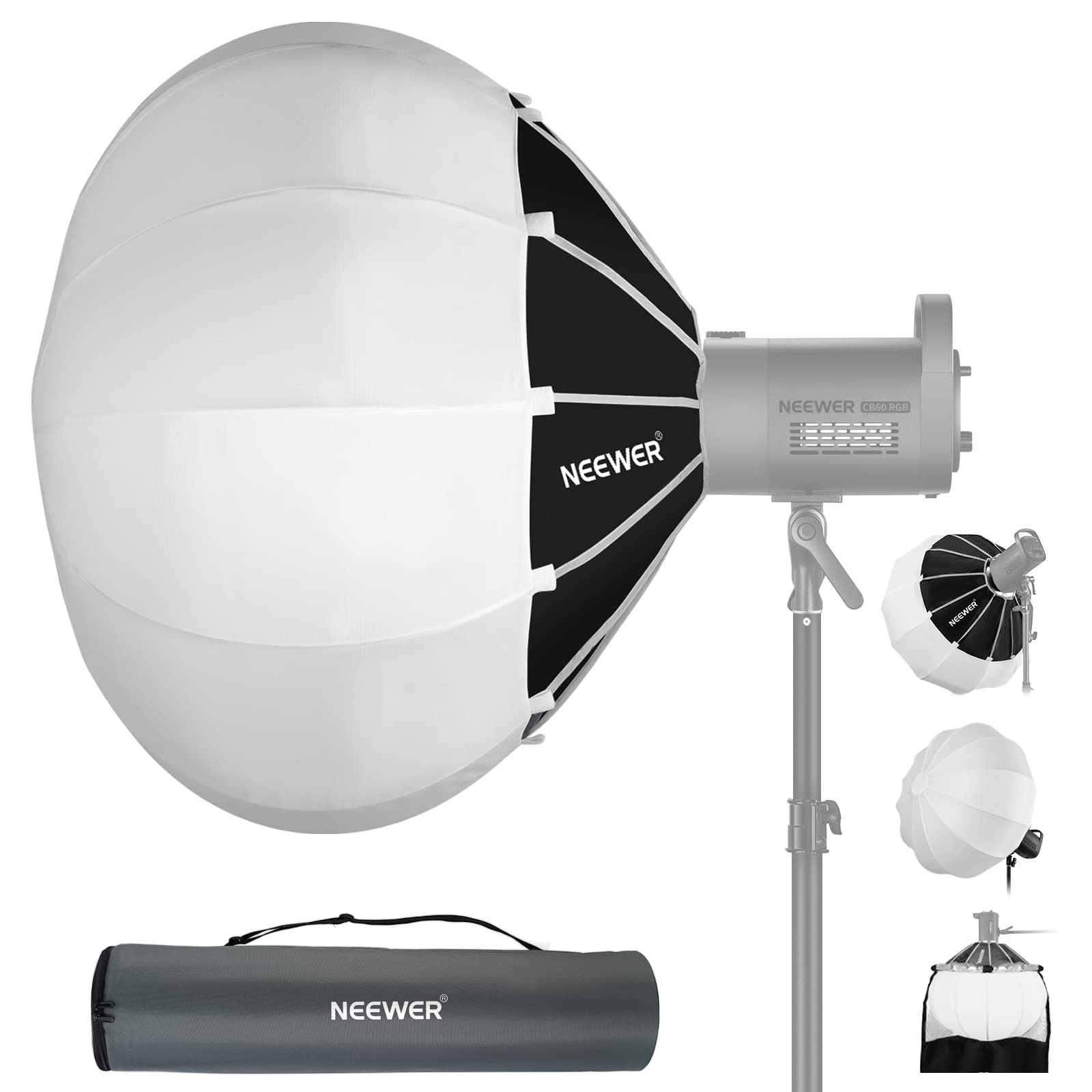Neewer 35''/90Cm Lantern Softbox One Step Quick Release, 360 Light Diffuser With Skirt, Bowens Mount For Video Light Cb60 Cb100