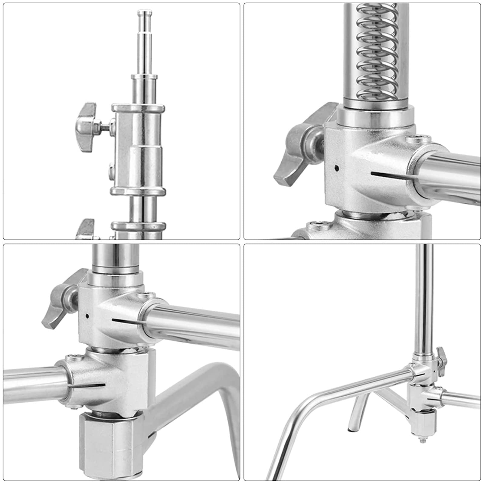 C Stand With Boom Arm Tainless Steel Heavy Duty Stand Max Height 10.8Ft/330Cm,Adjustable Photography Light Stand With 4.2Ft/128C