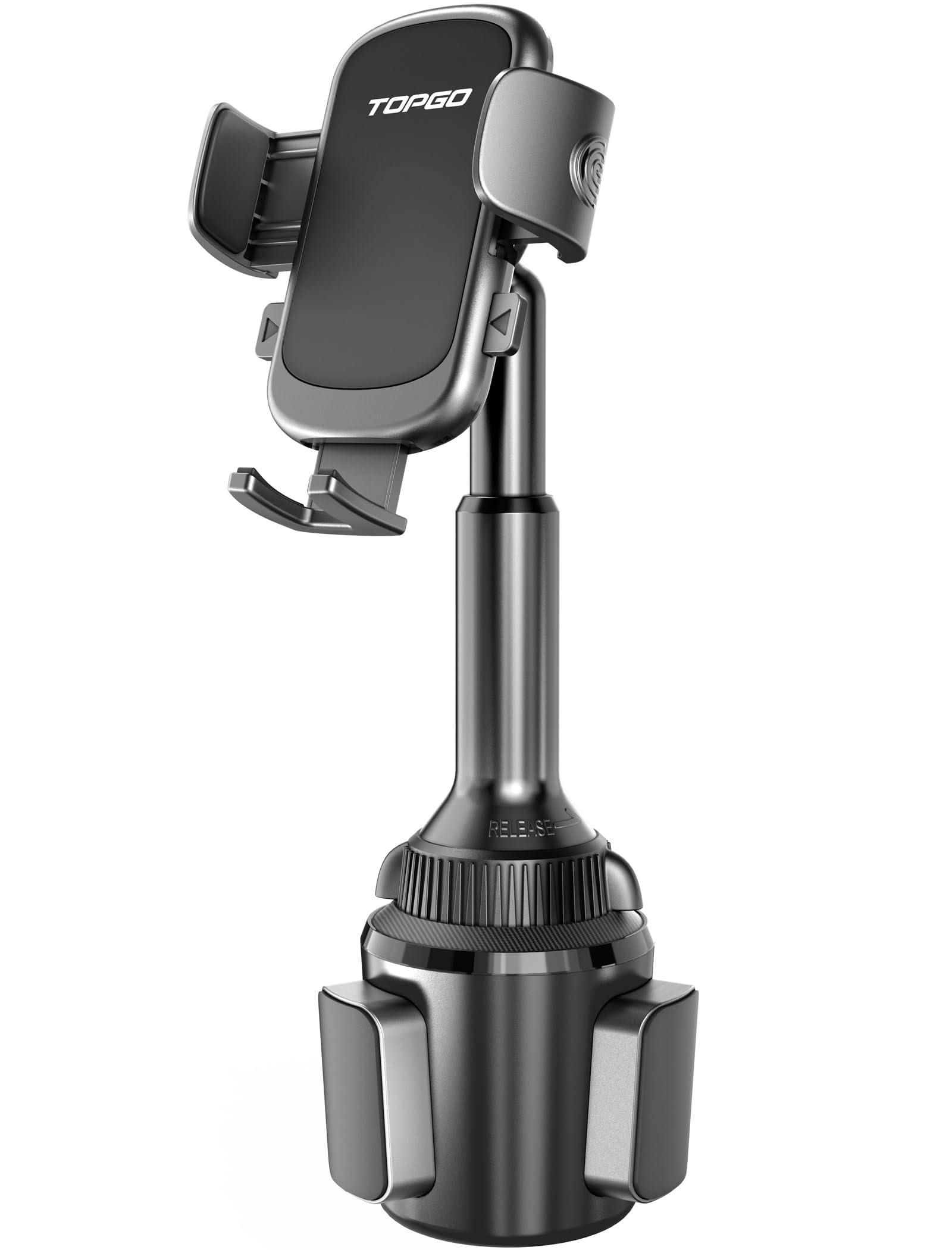 Topgo Cup Phone Holder For Car, [Upgraded Telescopic Arm & Firmly Stable] Cup Phone Mount For Iphone 16 And More Smartphone - Bl