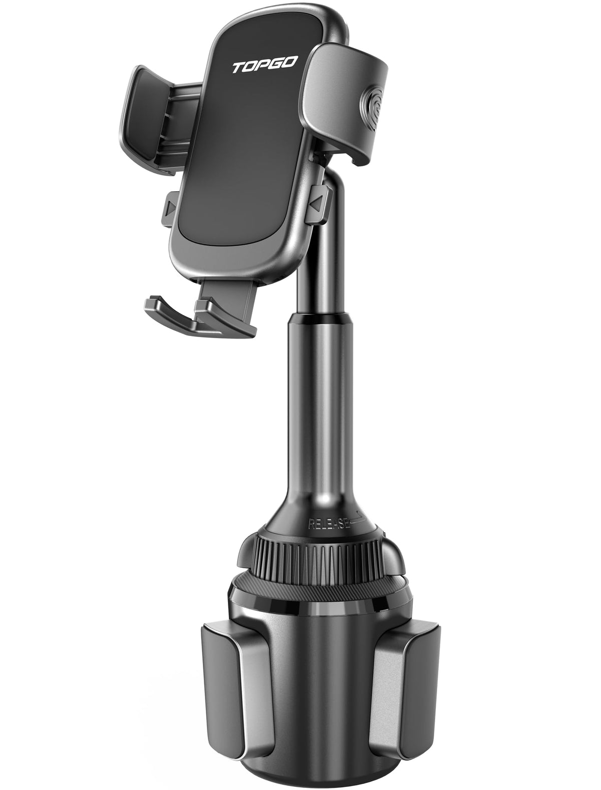 Topgo Cup Phone Holder For Car, [Upgraded Telescopic Arm & Firmly Stable] Cup Phone Mount For Iphone 16 And More Smartphone - Bl