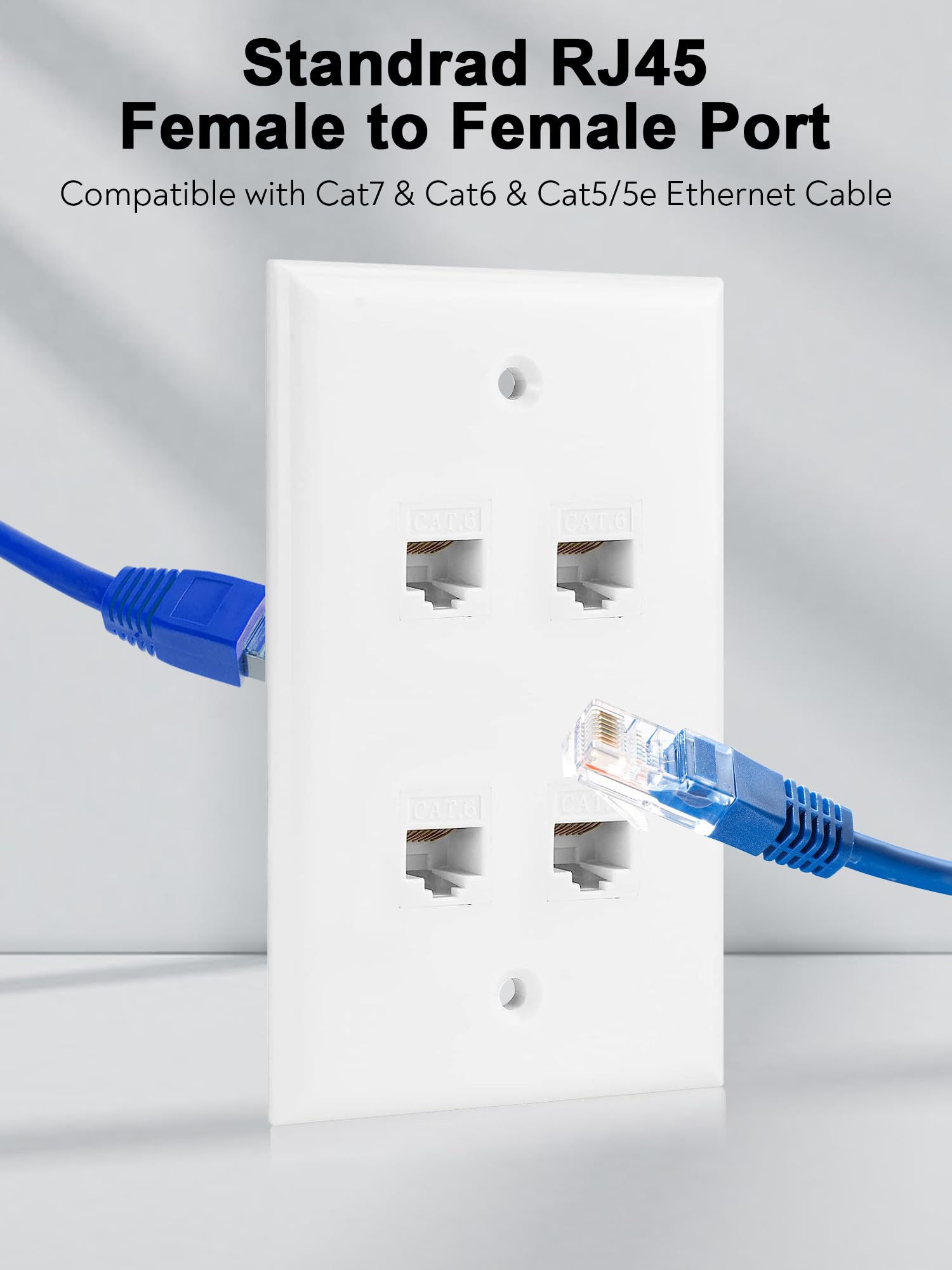 Bnpuhiu 4 Port Cat6 Wall Plate   Ethernet Wall Plate Outlet With Rj45 Female To Female Keystone For Cat7/6/5/5E Ethernet Devices