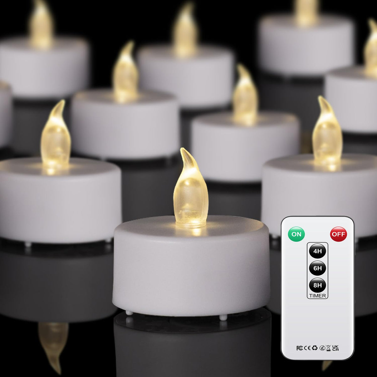 Punpuba Tea Light Remote Control Candle,Flickering Flameless Led Candle,Long Lasting 400+Hours,Battery Operated With Timer For H
