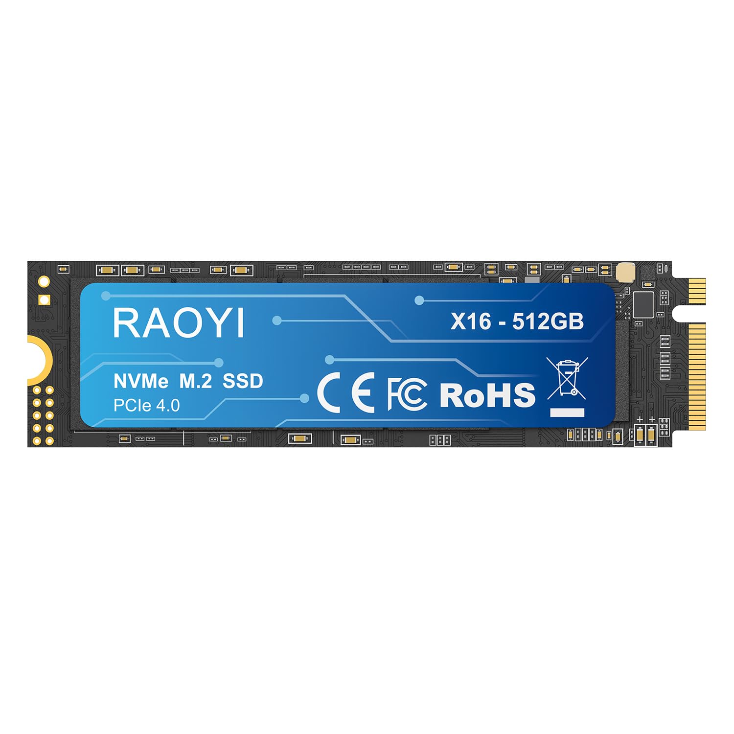 RAOYI 512GB NVMe Internal Solid State Drive M.2 2280 PCIe Gen4x4 SSD, Up to 5000MB/s, Configure SLC Cache, Storage and Memory Ex