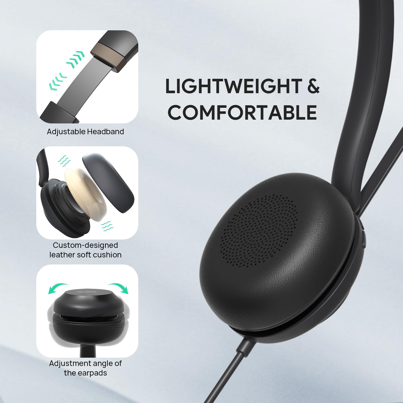 Yealink Uh37 Usb Headset With Mic,Wired Headset With Noise Cancelling Microphone For Computer Pc Laptop Voip Phone,Usb-A & Usb-C