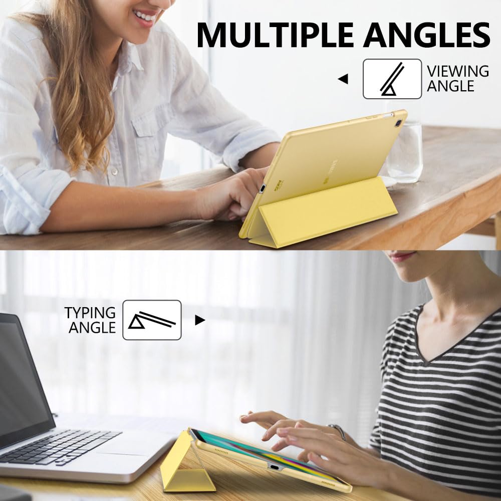 MoKo Case Fit Samsung Galaxy Tab S5e 2019, Ultra Thin Slim Shell Trifold Stand Cover with Frosted Back with Auto Wake and Sleep for Galaxy Tab S5e SM T720/SM T725 2019 Tablet, Light Yellow