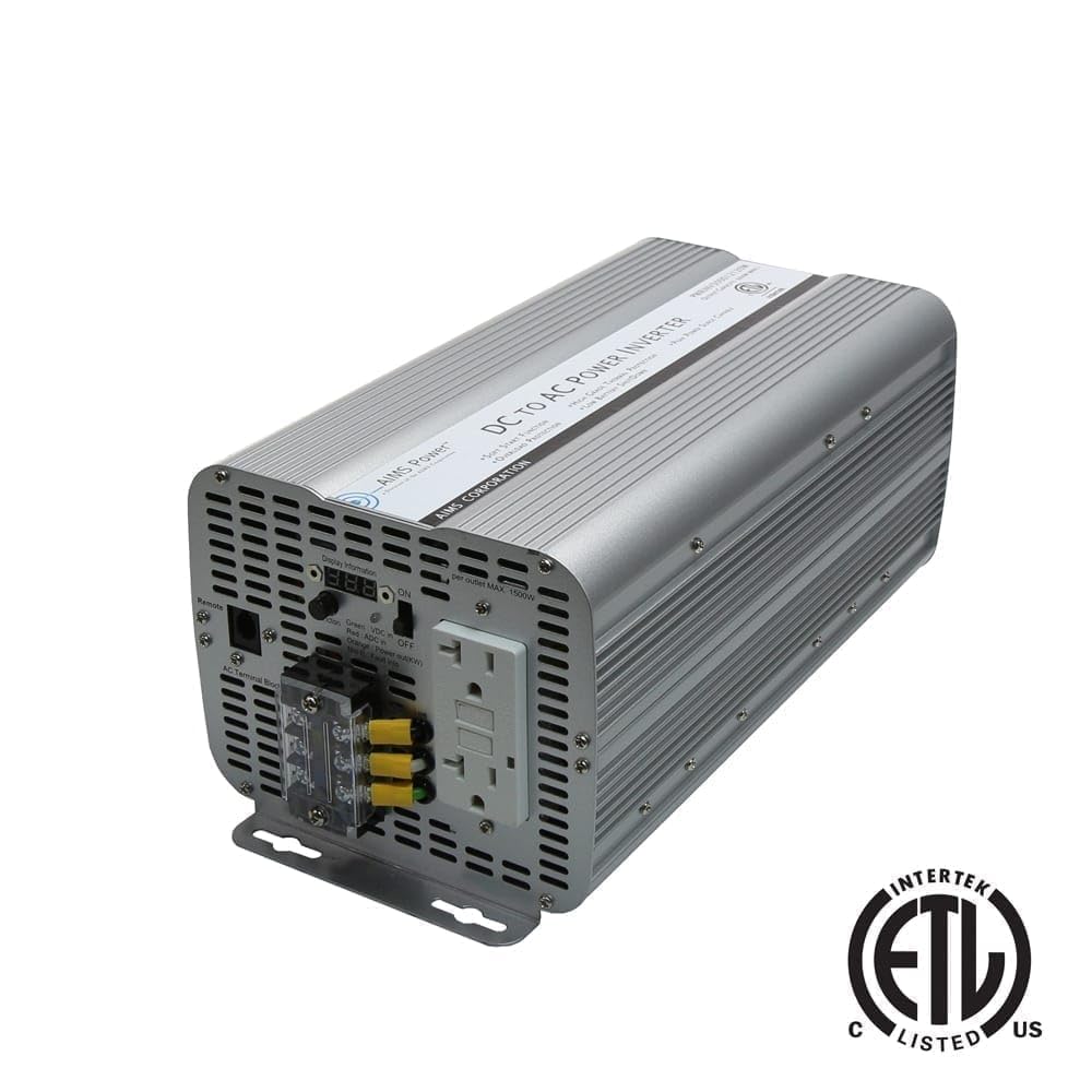Aims Power 3000 Watt Modified Sine Power Inverter 12Volt Dc To 120 Volt Ac Etl Certified To Ul 458 With Gfci Outlets And Ac Term