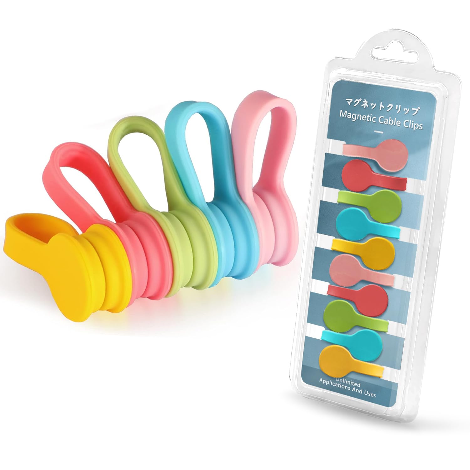 Xuuza Magnetic Ties For Cords, Cute Cord Ties Candy Color Twist Ties Cable Organizers For Usb Charging Wires, Earphone, Video Ga