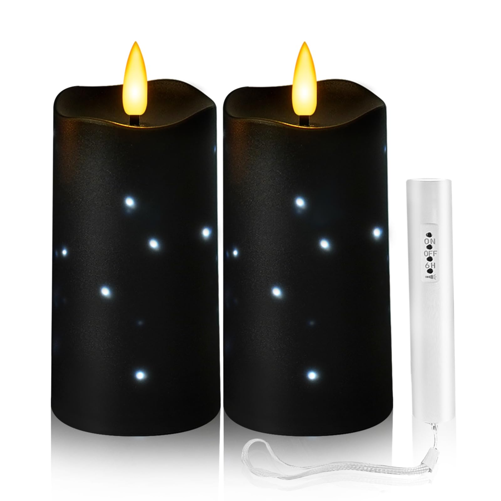 Flameless Candles Embeded Twinkle Starlight, Waterproof LED Flameless Candles with Remote, Plastics Realistic Pillar Candles for