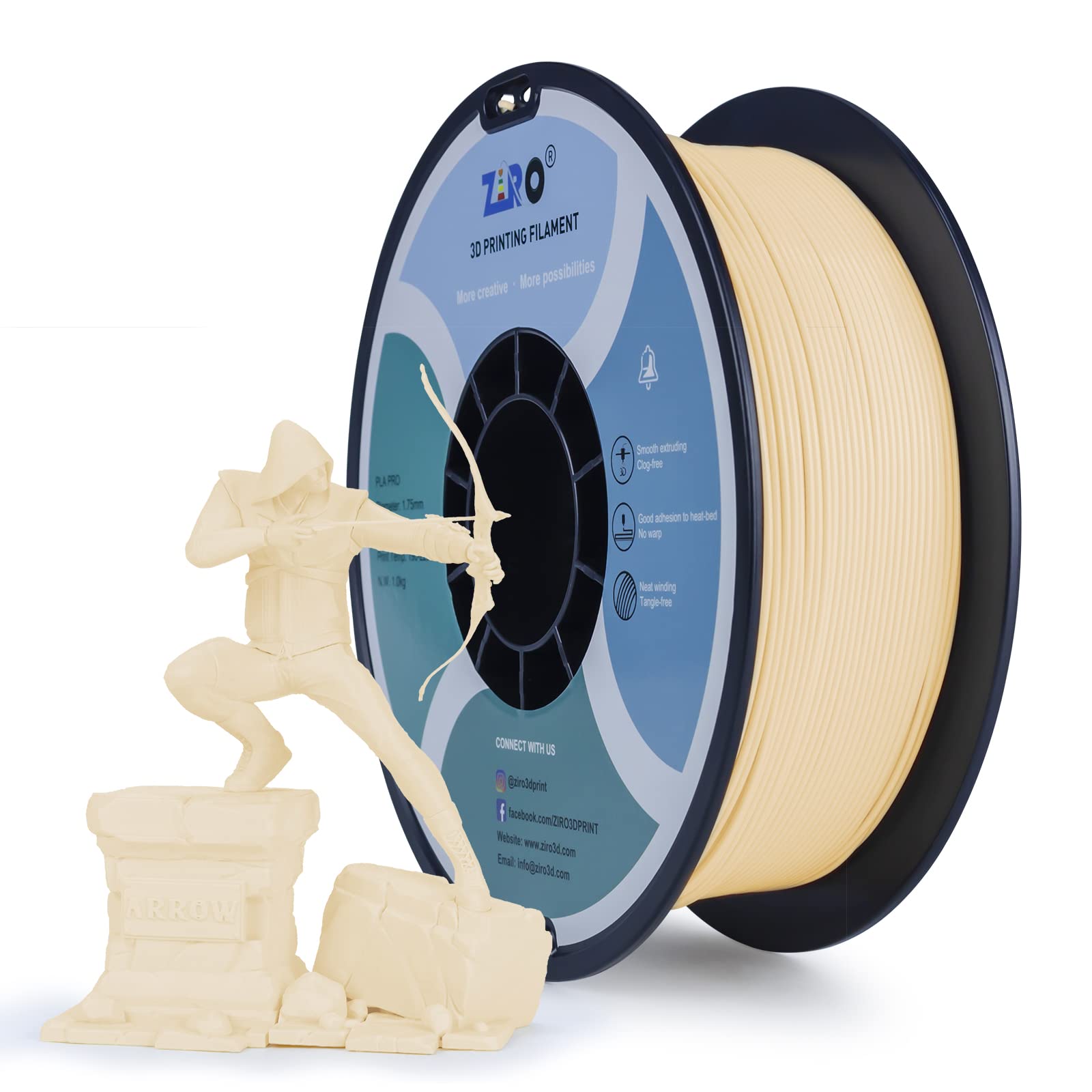 Ziro Pla Filament 175Mm,3D Printer Filament Pla Pro Basic Color Series 175Mm 1Kg(22Lbs), Dimensional Accuracy +  003Mm,Skin
