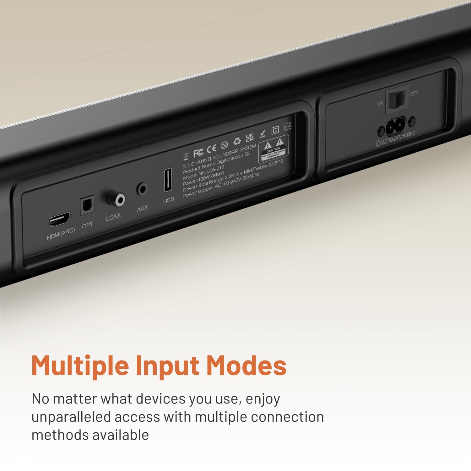 Chaowei 37 Inch 120W Bluetooth 5.0 Sound Bar Speaker For Tv With Builtin Subwoofers, 2.1Ch 3D Surround Sound System With 8 Speakers,7 Sound Modes,4Eq,Aux/Hdmi Arcopt\Usbbt Connect