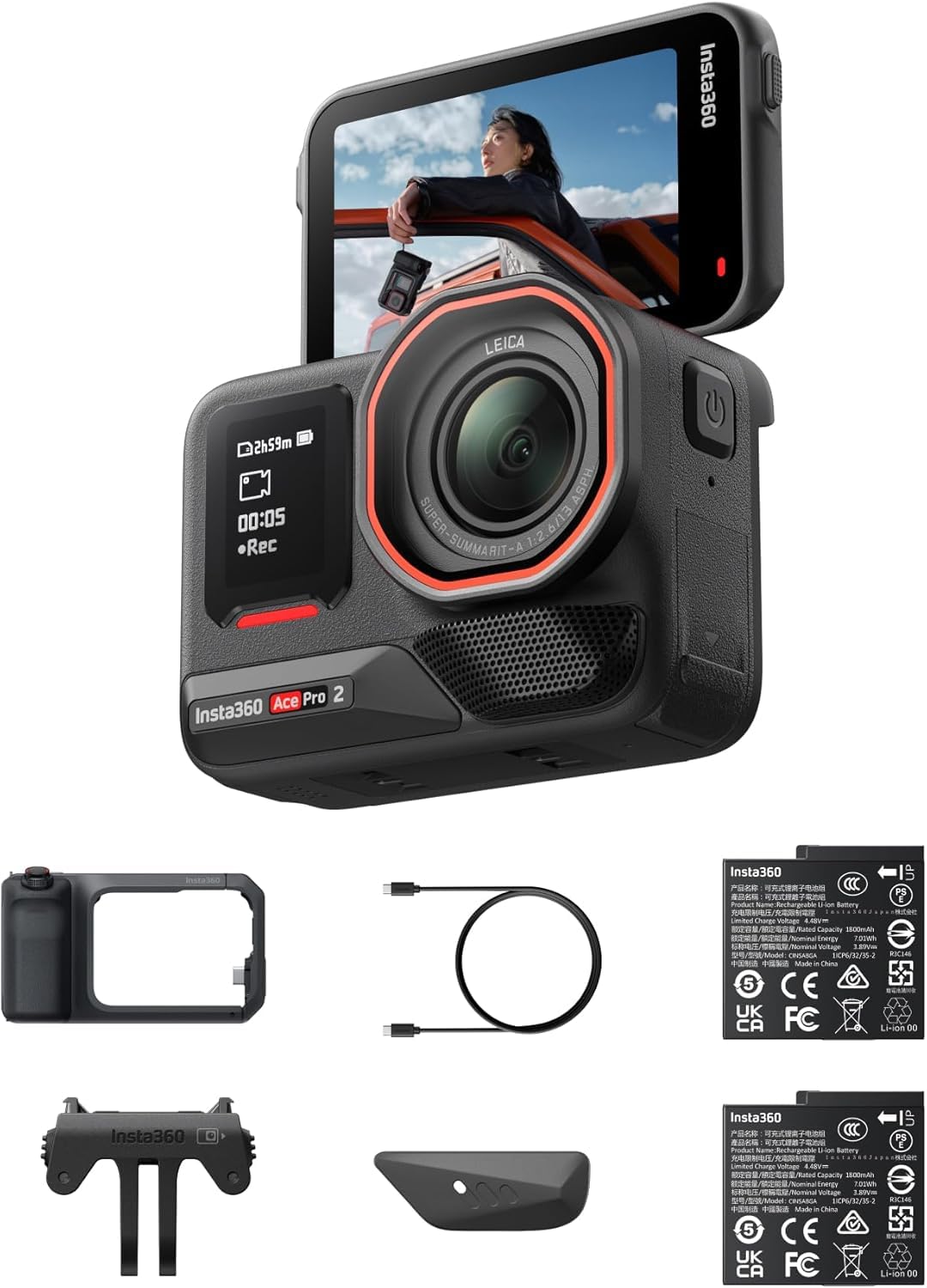 Insta360 Ace Pro 2 Dual Battery Xplorer Pro Bundle with 512GB Card- 8K Waterproof Action Camera Co-Engineered with Leica, Flagsh