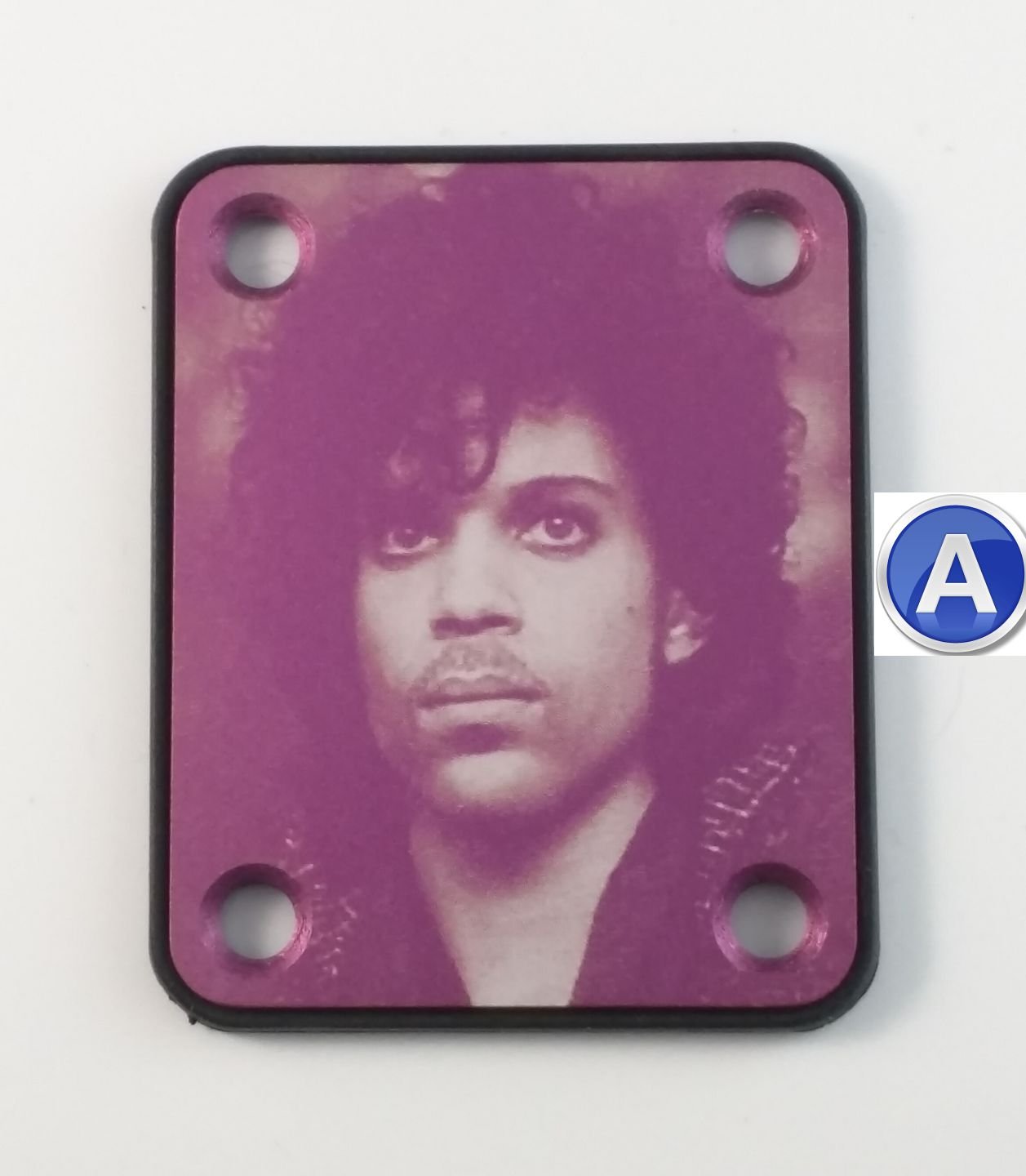 Prince Tribute Purple Guitar Neck Plate   Choose Design   Custom Engraved   Standard 4 Bolt