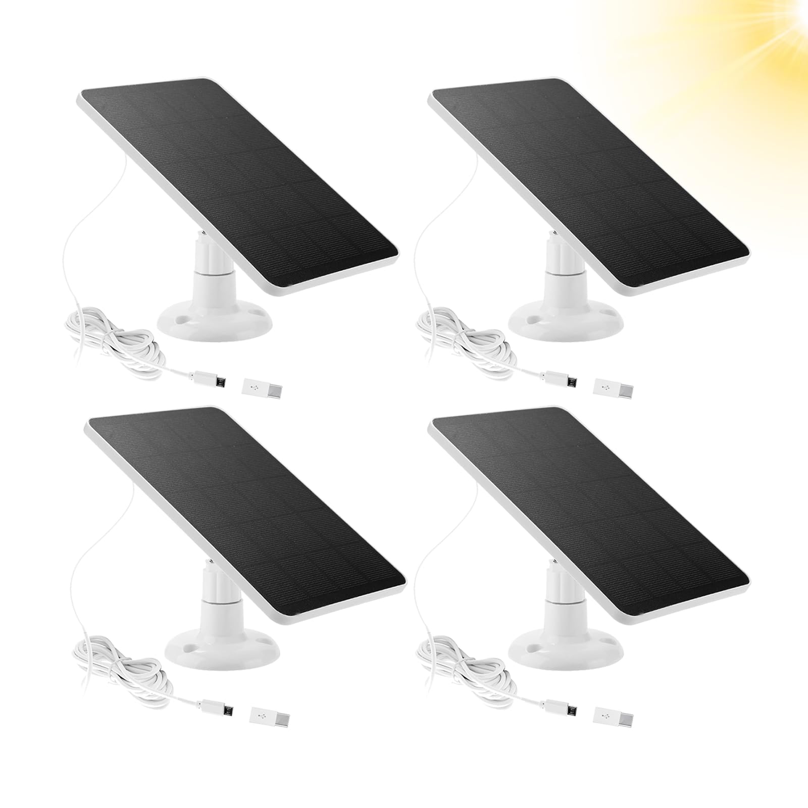 Oyocam 4 Pack Solar Panel Compatible With Wyze Battery Cam Pro Wireless Outdoor Indoor Smart Security Camera, 5V 4W Waterproof S