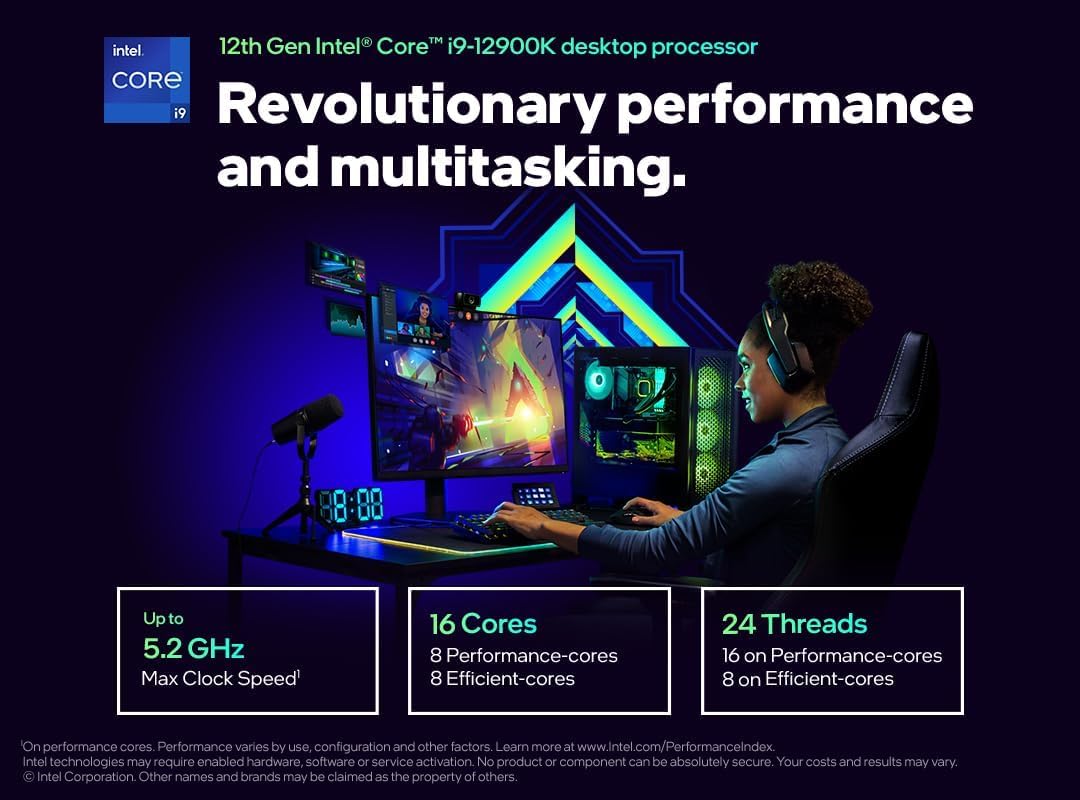 Intel Core I9-12900K Gaming Desktop Processor With Integrated Graphics And 16 (8P+8E) Cores Up To 5.2 Ghz Unlocked Lga1700 600 S
