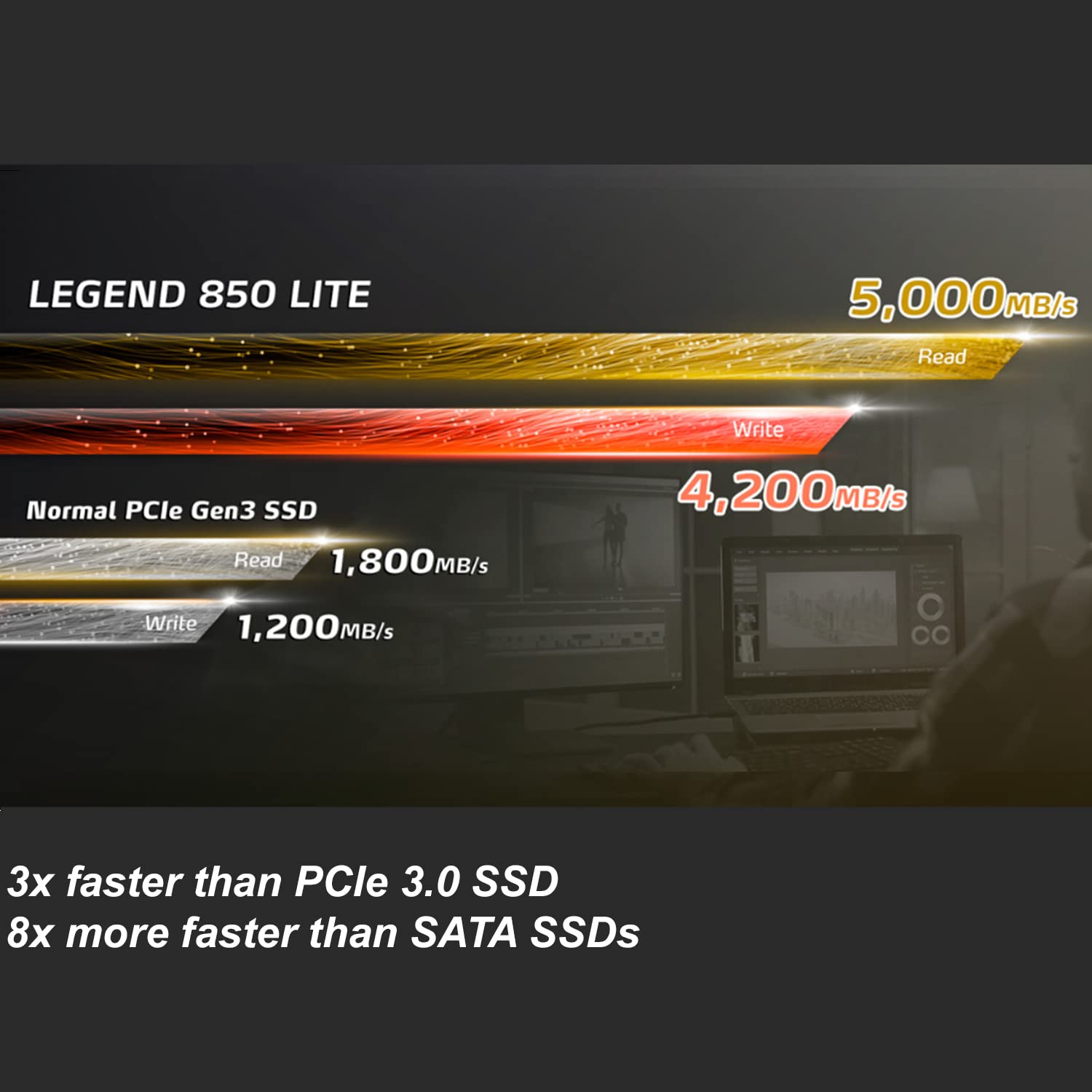 Adata 500Gb Ssd Legend 850 Lite, Nvme Pcie Gen4 X 4 M.2 2280 Internal Solid State Drive, Speed Up To 5,000Mb/S, Storage For Gami