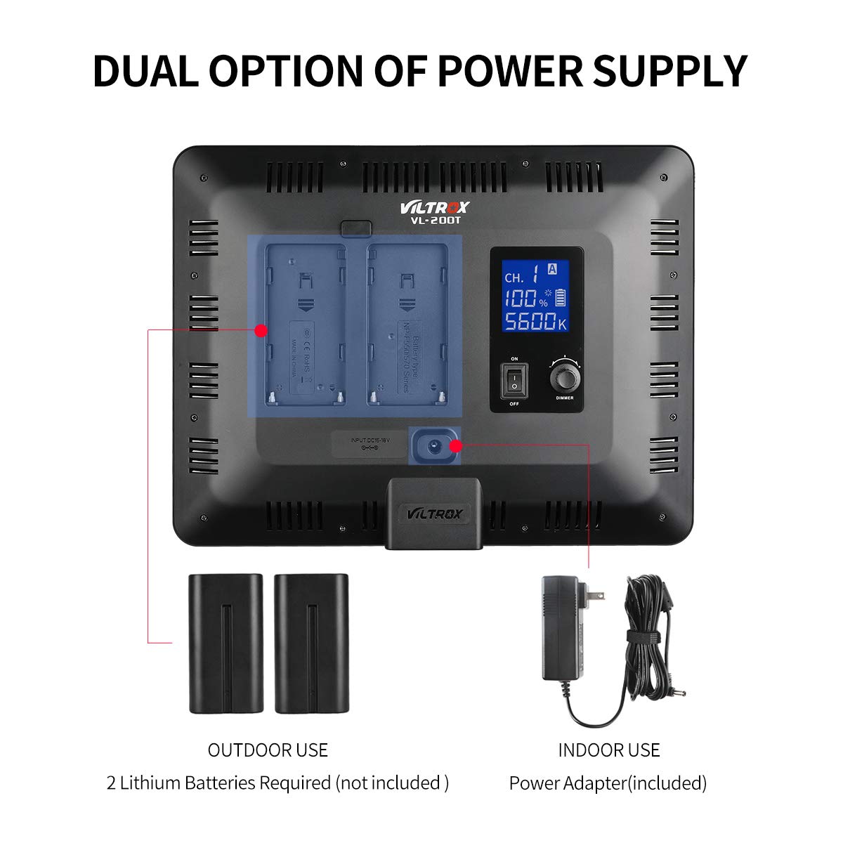 Vl 200T Portable Led Video Light, Ultra Thin Dimmable Studio Photography Lighting Panel With Hot Shoe Adapter/Remote Controller/
