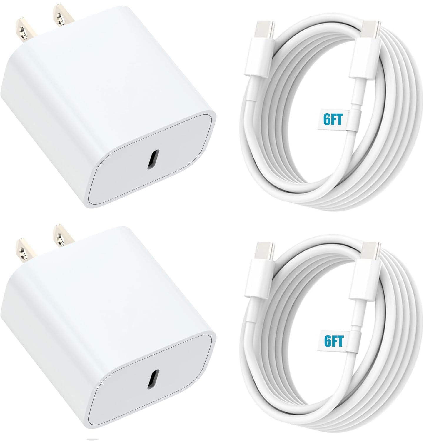 Jozashon Iphone 15 Charger Fast Charging, 2 Pack 6Ft Long Usb C To C Fast Charging Cable Cord With C Chargers Fast Charging Bloc