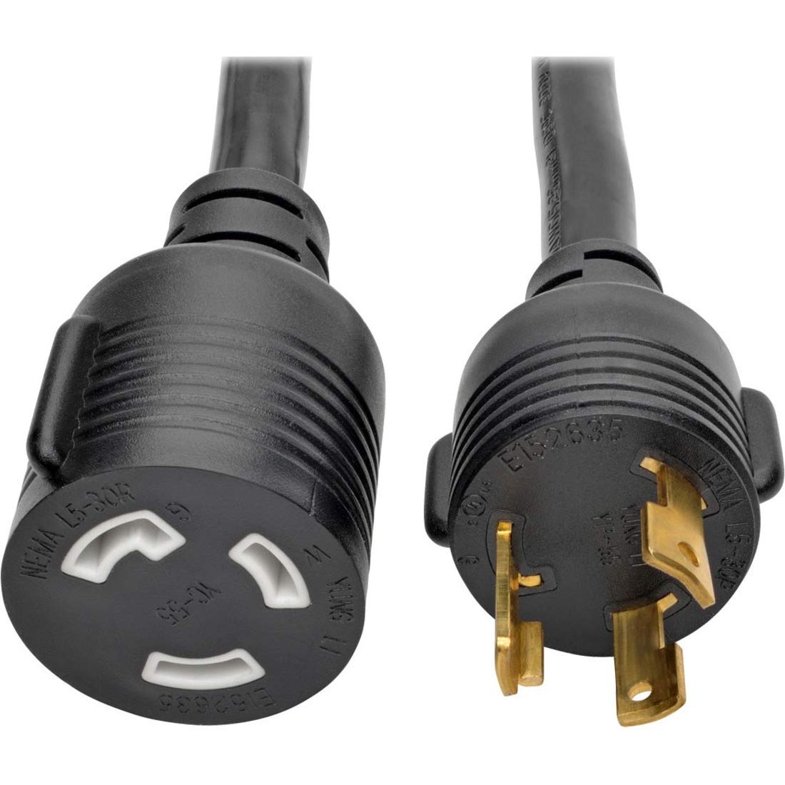 TRIPP LITE Heavy Duty Power Extension Cord 30A 10 AWG L5-30P to L5-30R Locking Connectors 15, Black (P046-015-LL-30A)
