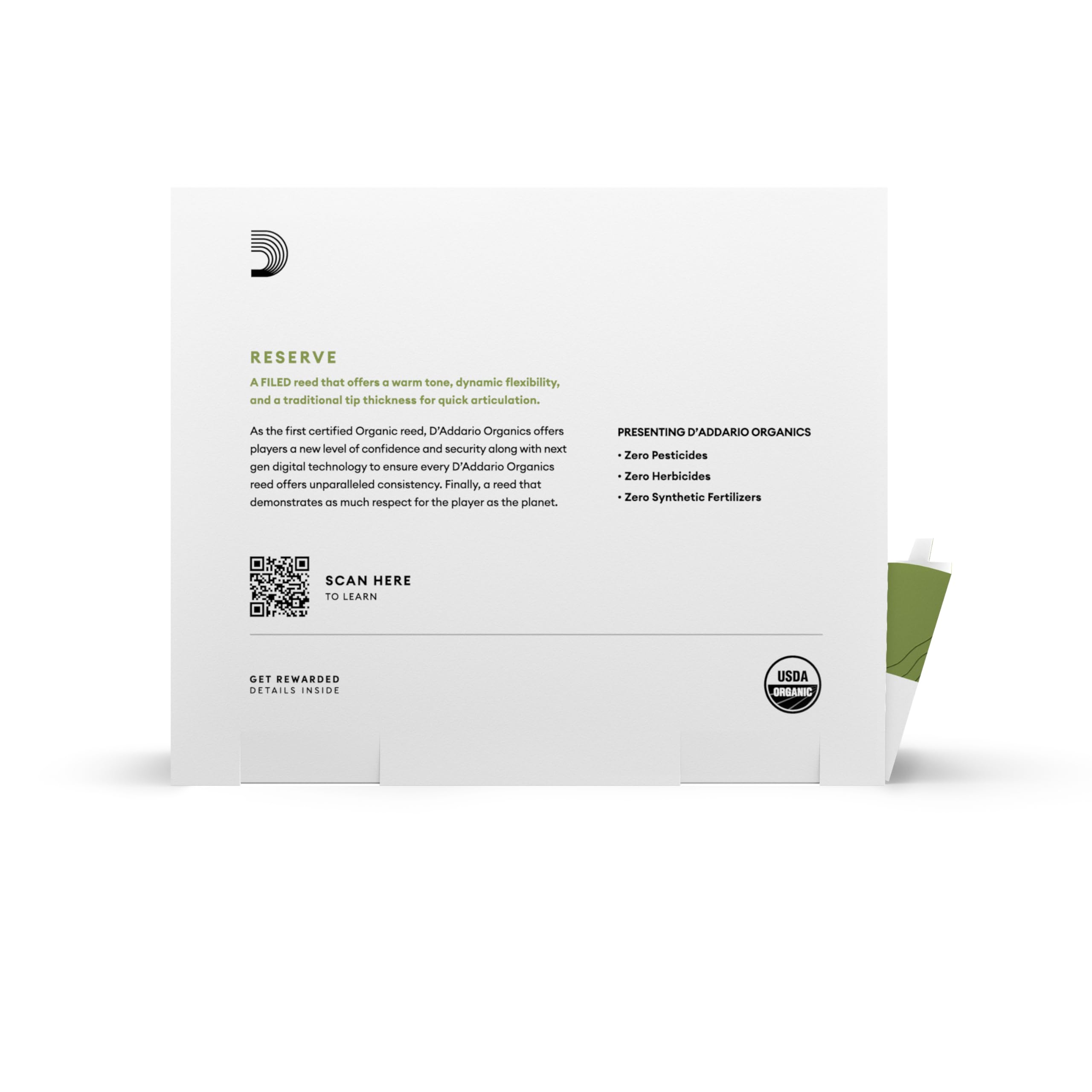 D'Addario Organic Reserve Alto Saxophone Reeds, Strength 3.0, Individually Sealed, 25 Pack