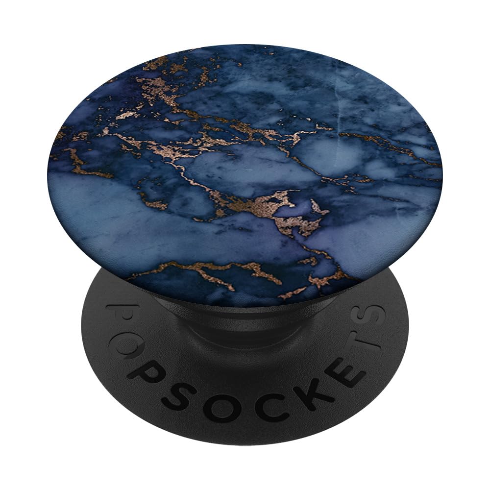 Elegant Dark Jewel Tone Navy & Copper Marble Pattern Popsockets Popgrip: Swappable Grip For Phones & Tablets