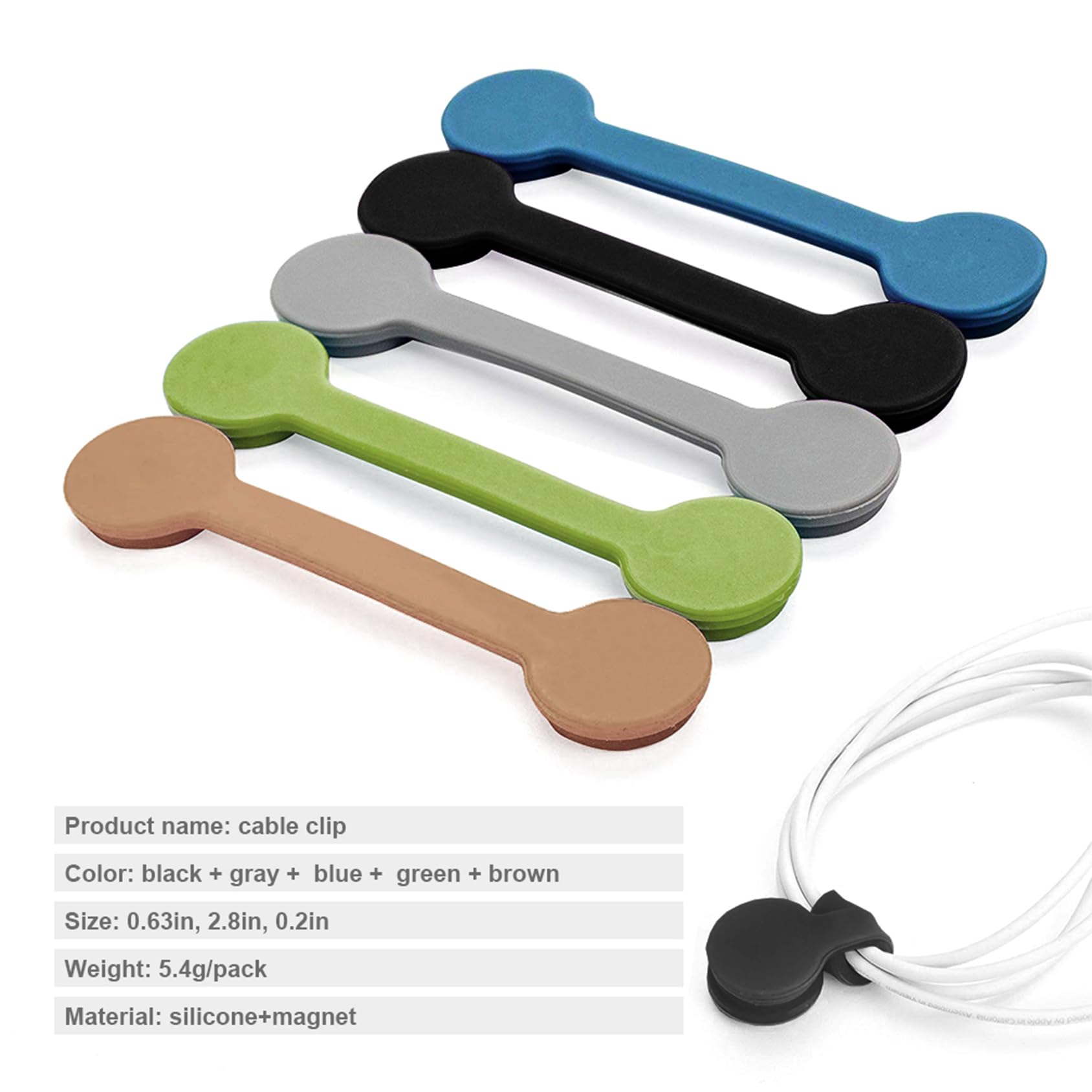 Xuuza Silicone Magnetic Cable Ties, Reusable Cord Ties Twist Ties Wire Management For Usb Charging Wires, Light Duty Cables Orga