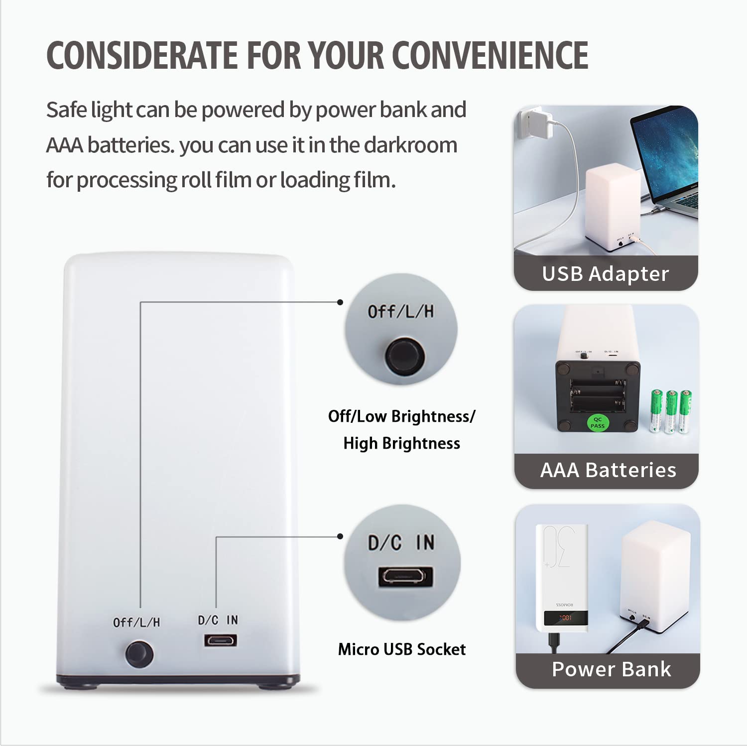 Etone Darkroom Portable Safe Light Lamp 635Nm Wavelength With Usb Cable Suitable For Processing B&W Film And B&W Print Paper