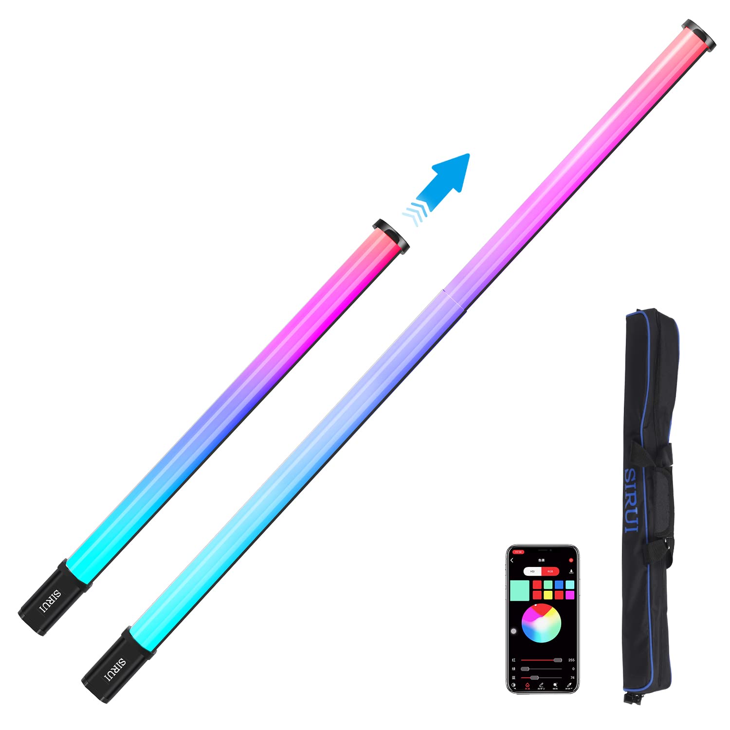 Sirui T120 Rgb Led Video Light Wand, Portable Handheld Studio Light Stick For Photography, 47.2'' Tube Light With Rechargeable B