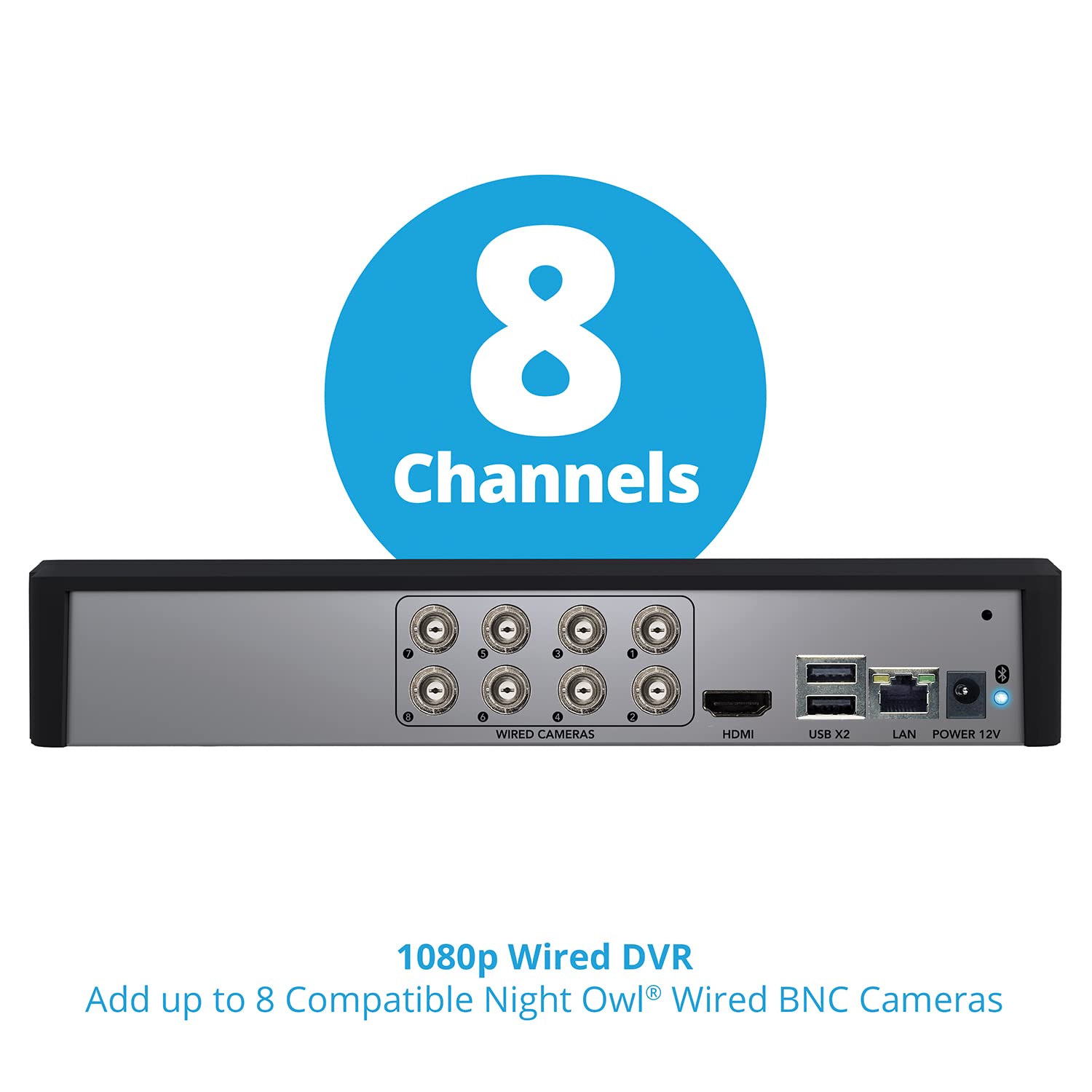 Night Owl 8 Channel Bluetooth Video Home Security Camera System With (8) Wired 1080P Hd Indoor/Outdoor Spotlight Cameras With Au