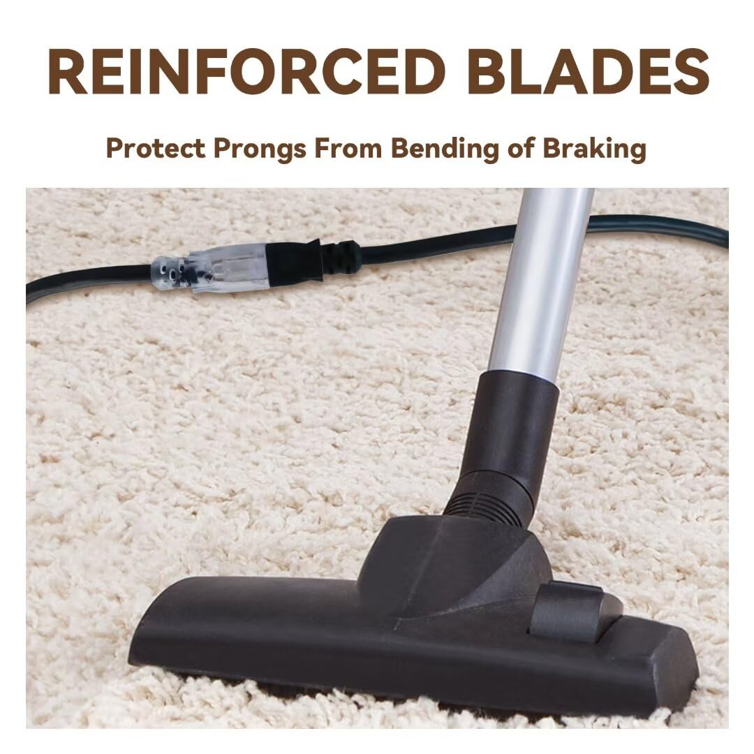 Fnxpow Indoor Extension Cord, 12 Gauge 3 Prong Weatherproof Heavy Duty Black Extension Cord With Lighted Indicator End, Sjtw 15A