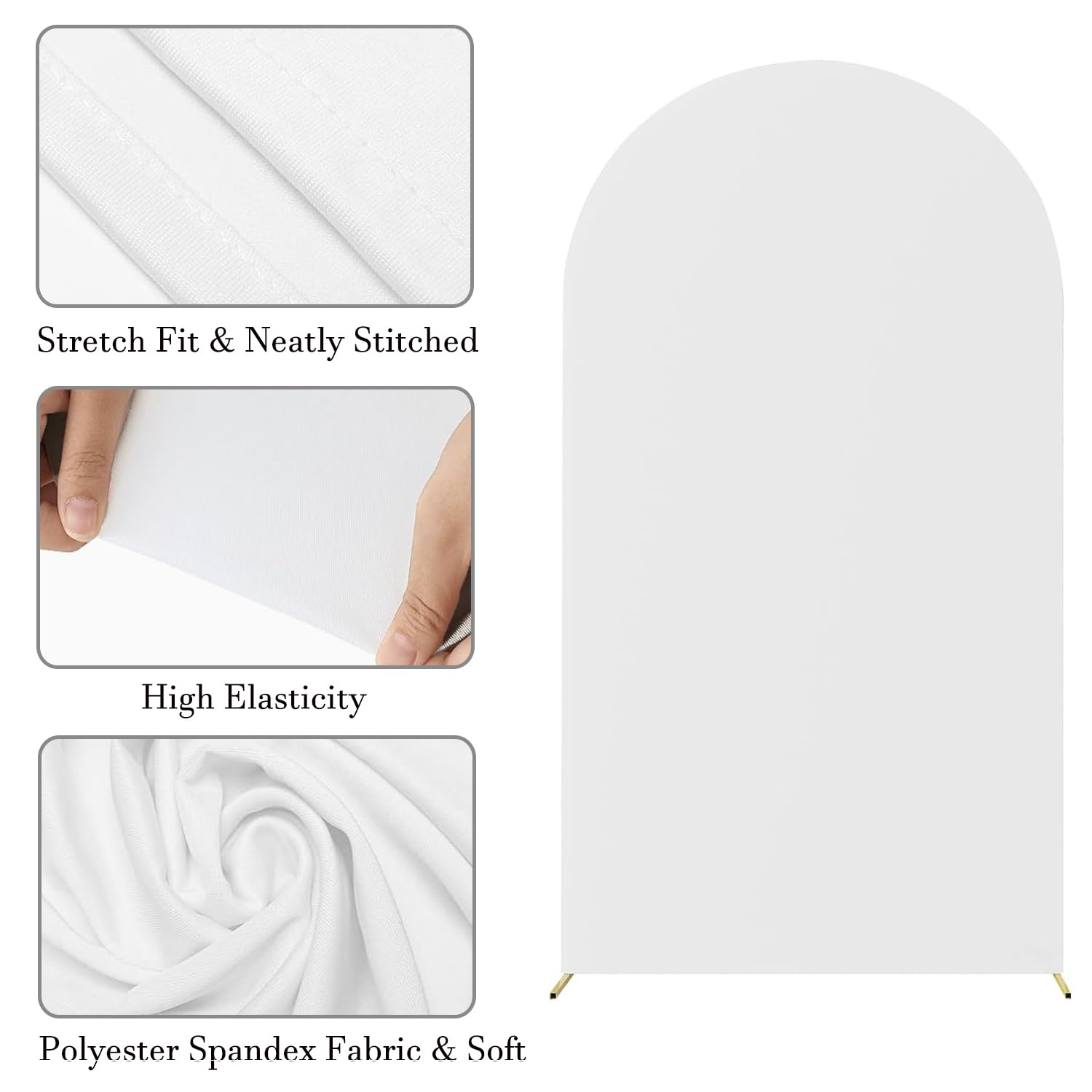 6.6 Ft White Doubleside Arch Backdrop Cover Fitted Arch Backdrop Stand Cover   Jkdmjf Spandex Cover For Arch Backdrop For Weddin