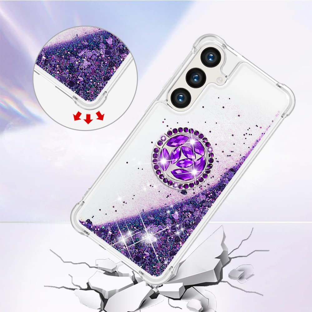 Ccsmall For Samsung Galaxy S24 Fe 5G Case Clear Glitter Bling For Women Girl, Flowing Liquid Quicksand Sparkly Cover With Diamon