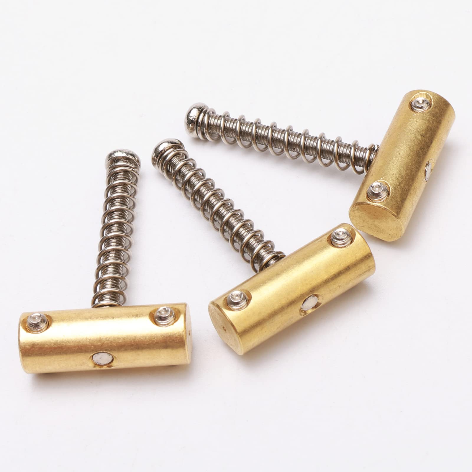 Unxuey Brass Bridge Saddles Replacement For Tele Bass Electric Guitar (3 Pack, Golden With Wrench)