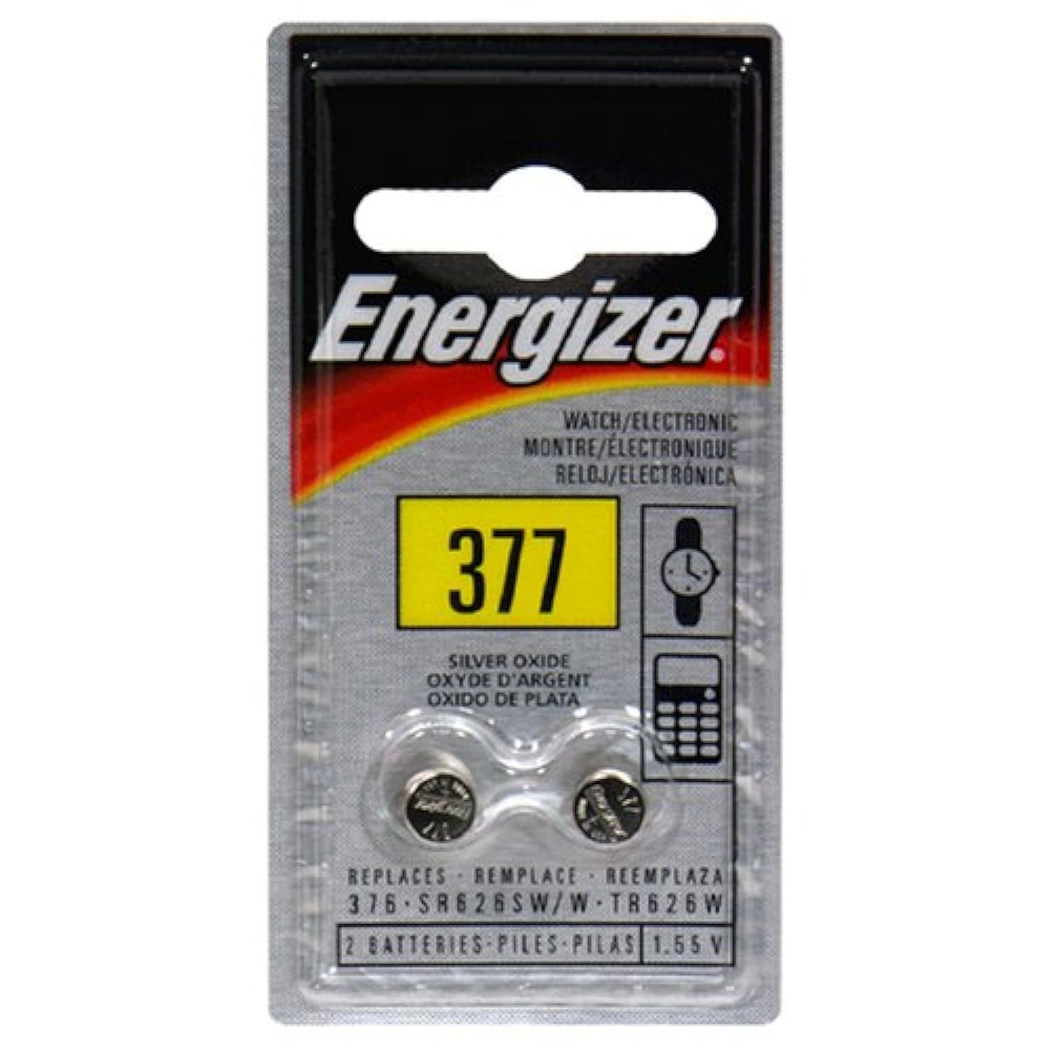Energizer Watch/Electronic Batteries, 1.55 Volts, 377, 2 Batteries