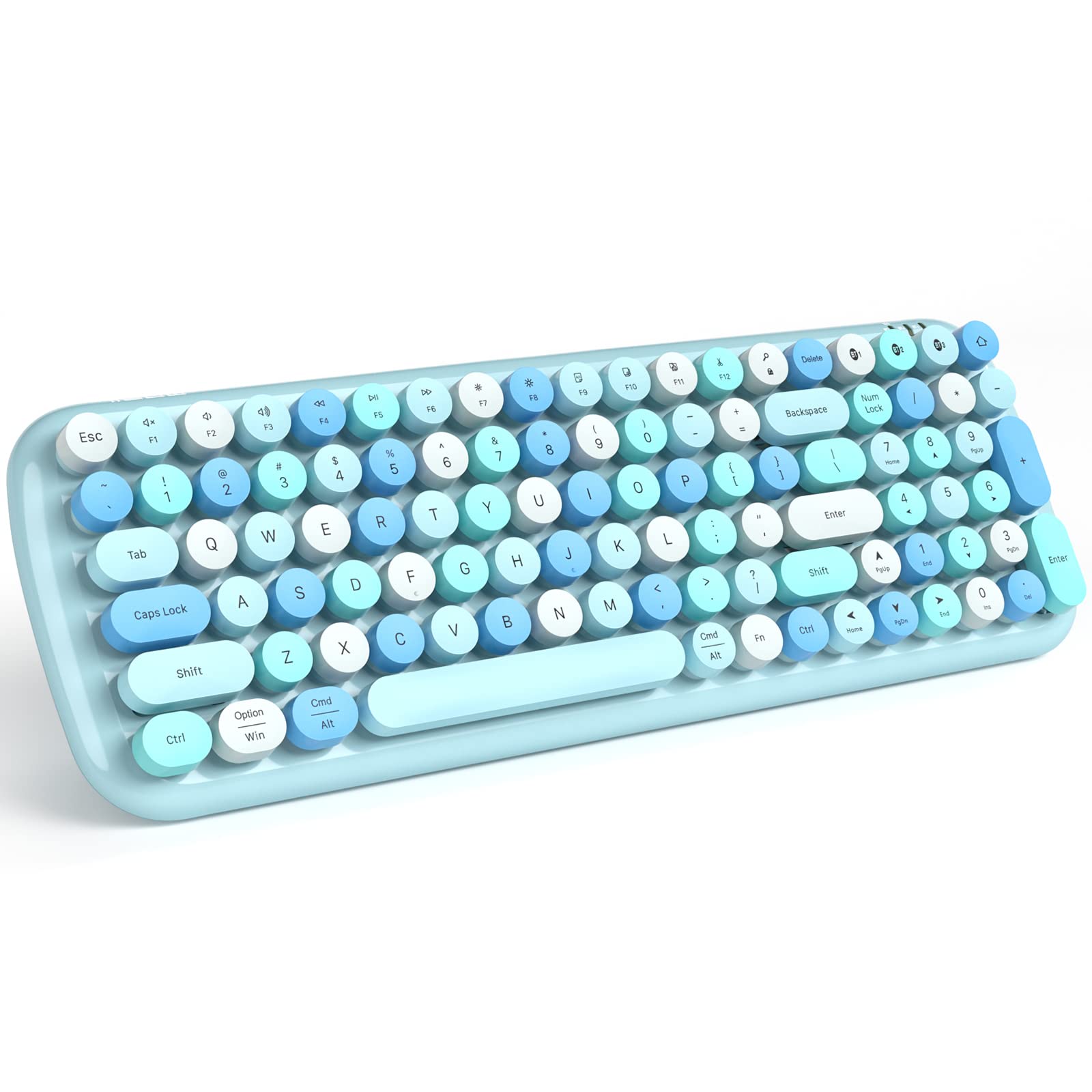 Mofii Wireless Bluetooth Keyboard, Typewriter Retro Round Keycaps Keyboard, Bluetooth 5.1 Tech Compatible With Iphone, Ipad, And