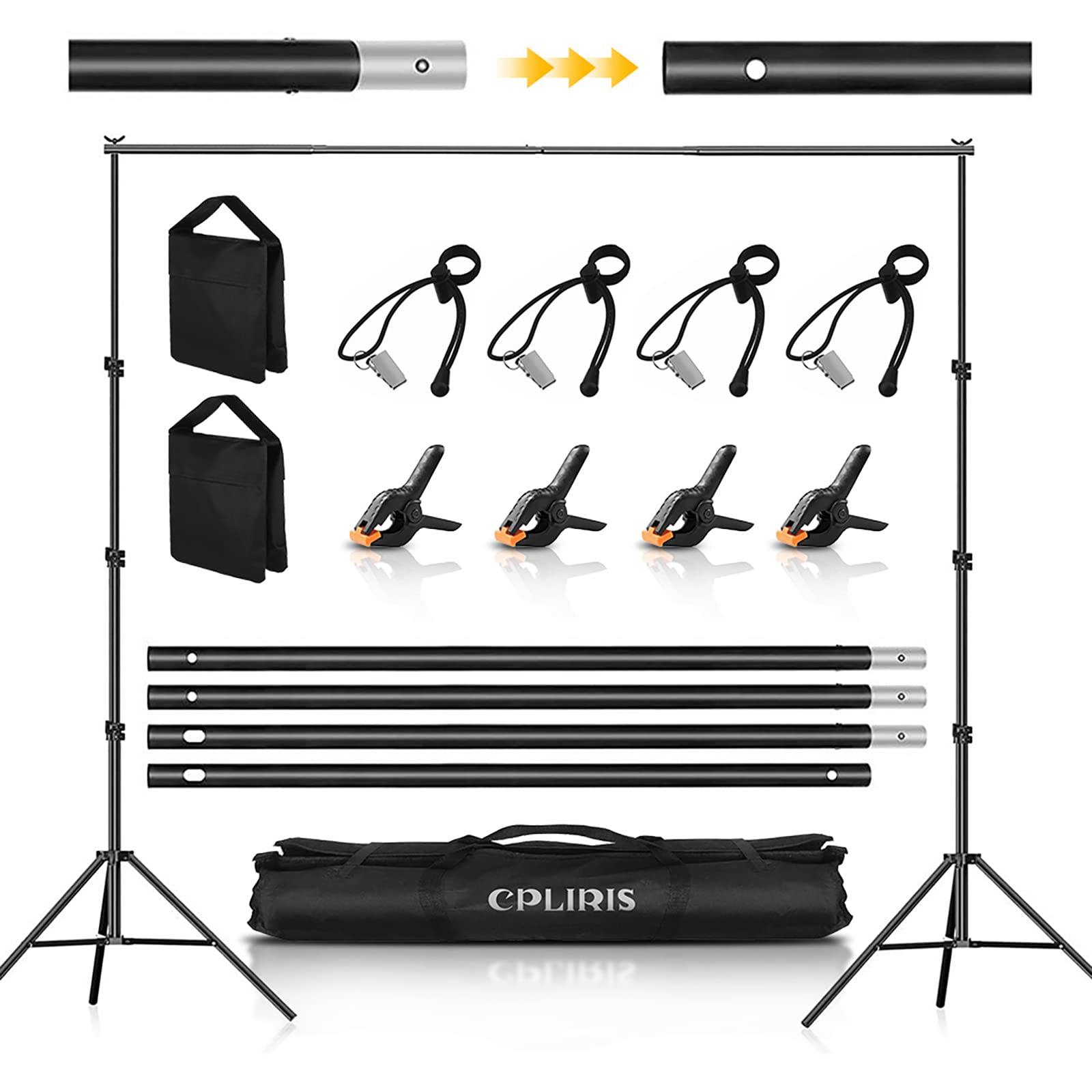 CPLIRIS Backdrop Stand for Parties, 8.5x10ft Adjustable Backdrop Support for Photoshoot, Baby Shower Backdrop Stand with Spring 