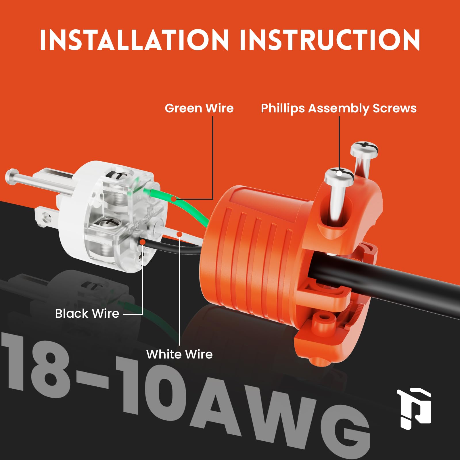 Plugtul Extension Cord Ends Male And Female, Replacement Plug & Connector Set, 3 Prong, 15Amp, 125Volt, Nema 5 15P & Nema 5 15R,