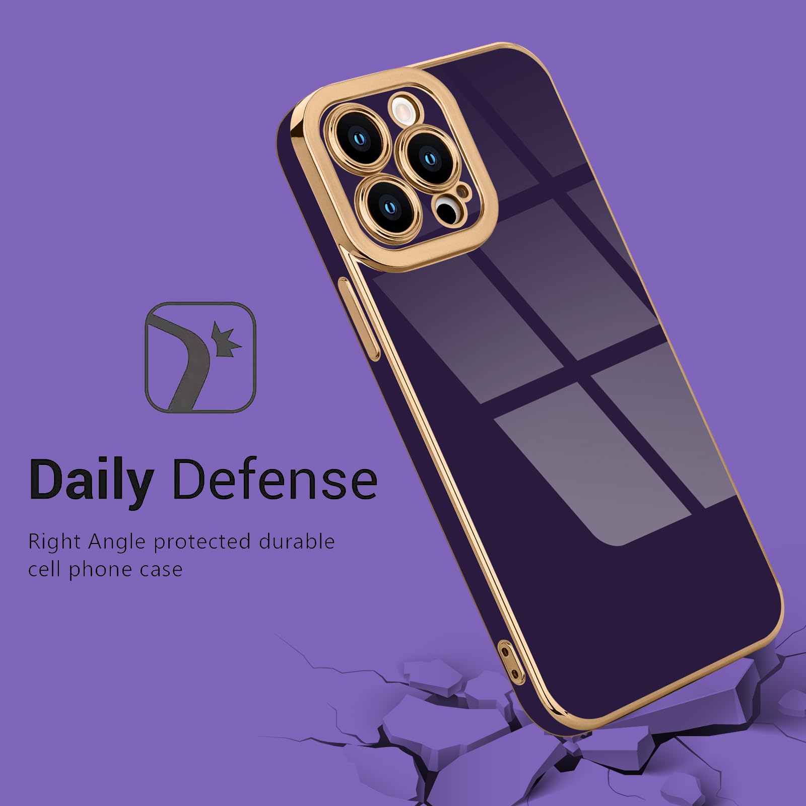 Lafunda Designed For Iphone 14 Pro Case Cute, Luxury Plating Case For Women Girls Elegant Gold Edge Tpu Bumper Cover With Camera