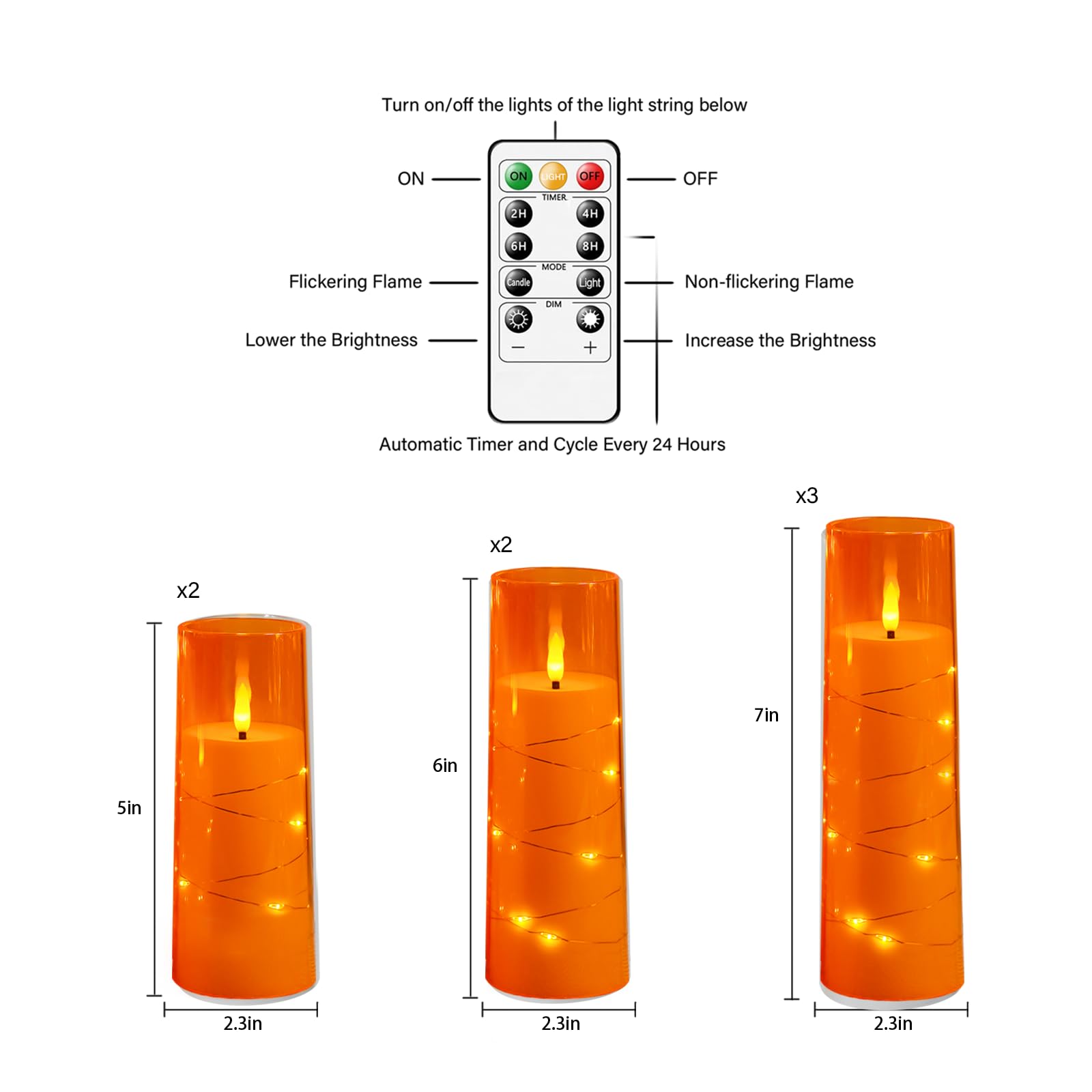 Flameless Candles With Embedded Star String, Battery Operated Led Pillar Candles With Timer And Remote Control,Home Decorating F