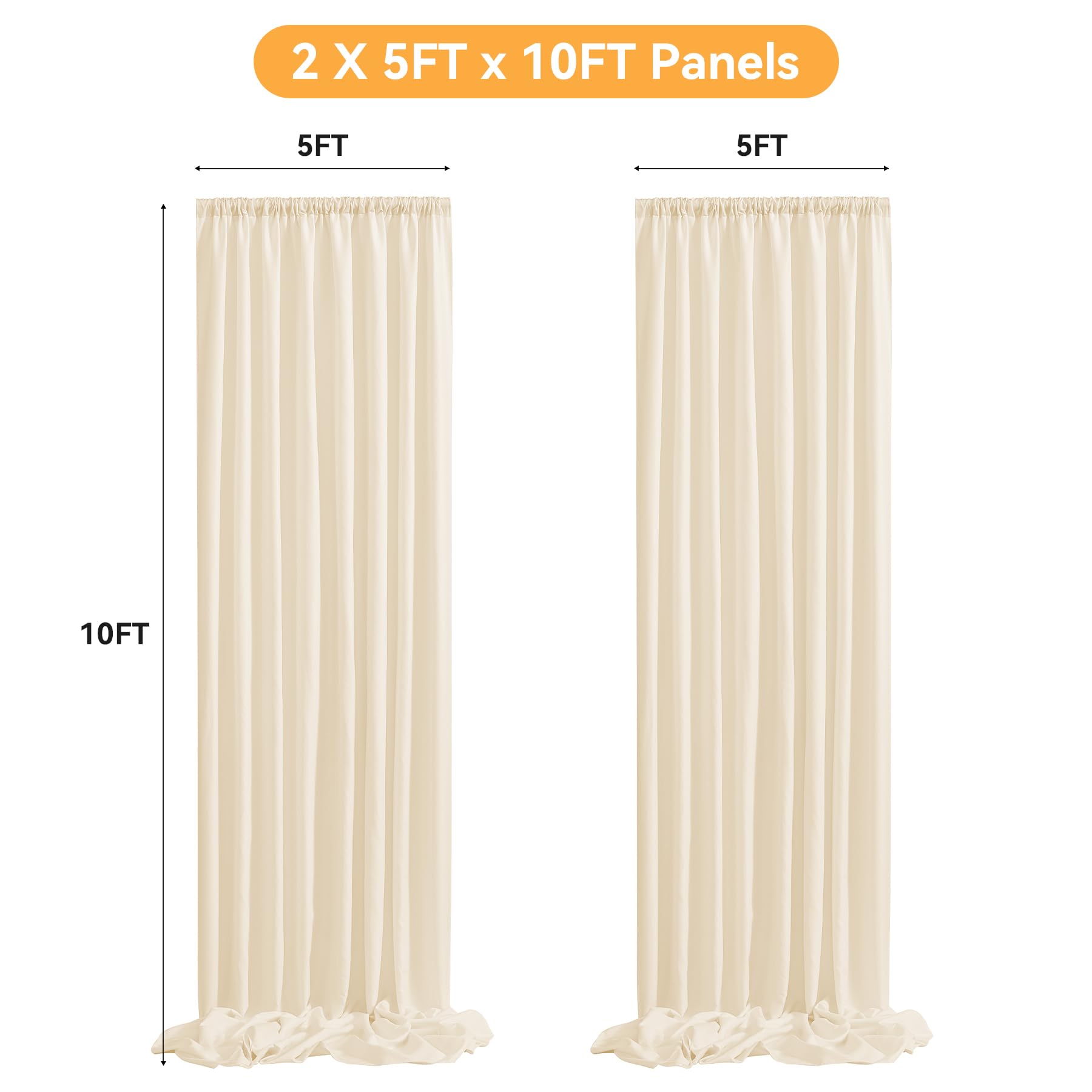 10X10Ft Black Backdrop Curtains For Party, 2 Panels 5X10Ft Thick Polyester Backdrop Drapes, Wrinkle Resistant Photography Backgr