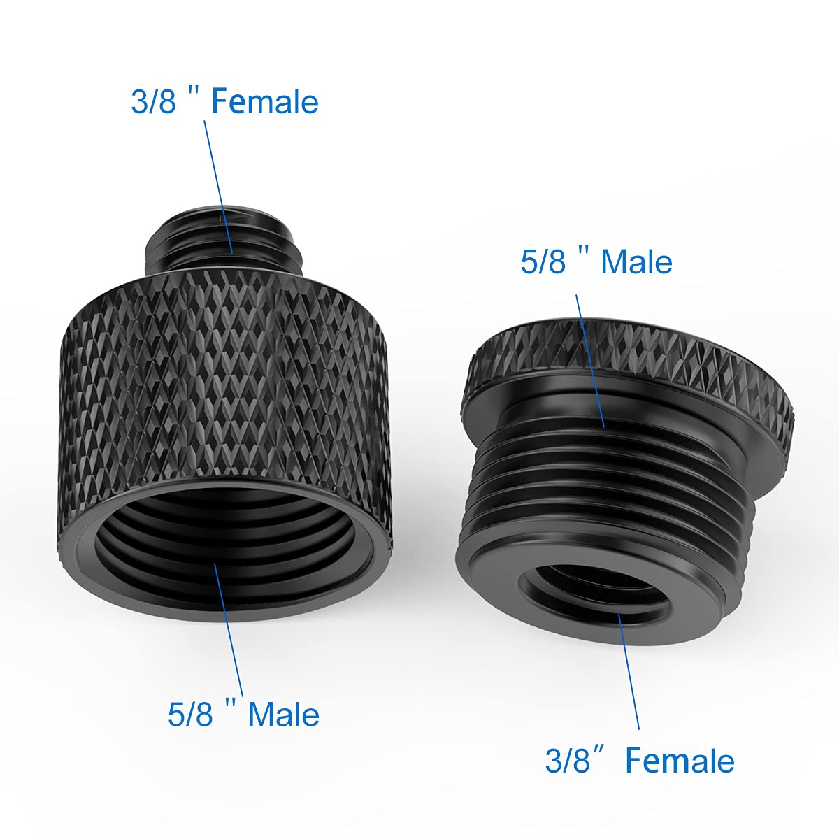Mxtong Mic Stand Adapter 5/8 To 3/8 And3/8 To 5/8 Mic Screw Adapter Thread For Microphone Stand Mount To Camera Tripod Adapter 2
