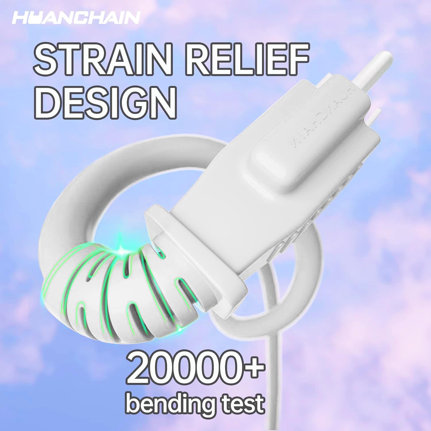 Huanchain Indoor Outdoor White Extension Cord 8 Ft Waterproof, 16/3 Gauge Flexible Cold Resistant Appliance Extension Cord Outsi