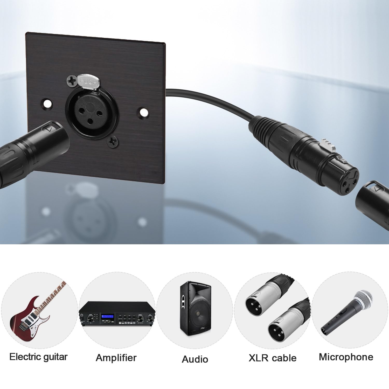 Qianrenon Xlr Fixed Mount Short Cable Adapter Audio Socket 3Pin Xlr Female To Female Panel Mount Cable Mic Connector Xlr Feedthr