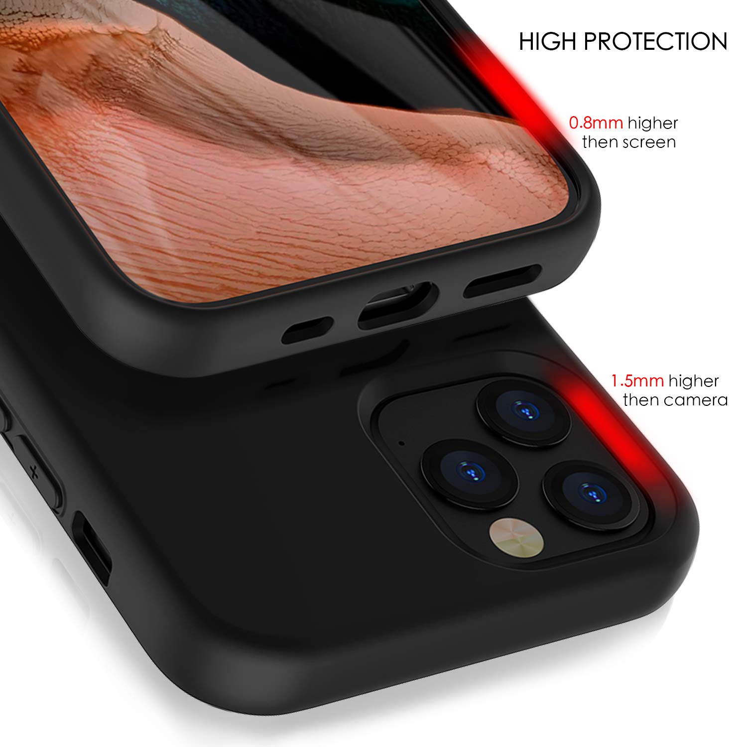 ZUSLAB iPhone 12 12 Pro Liquid Silicone Shockproof Phone Case Black