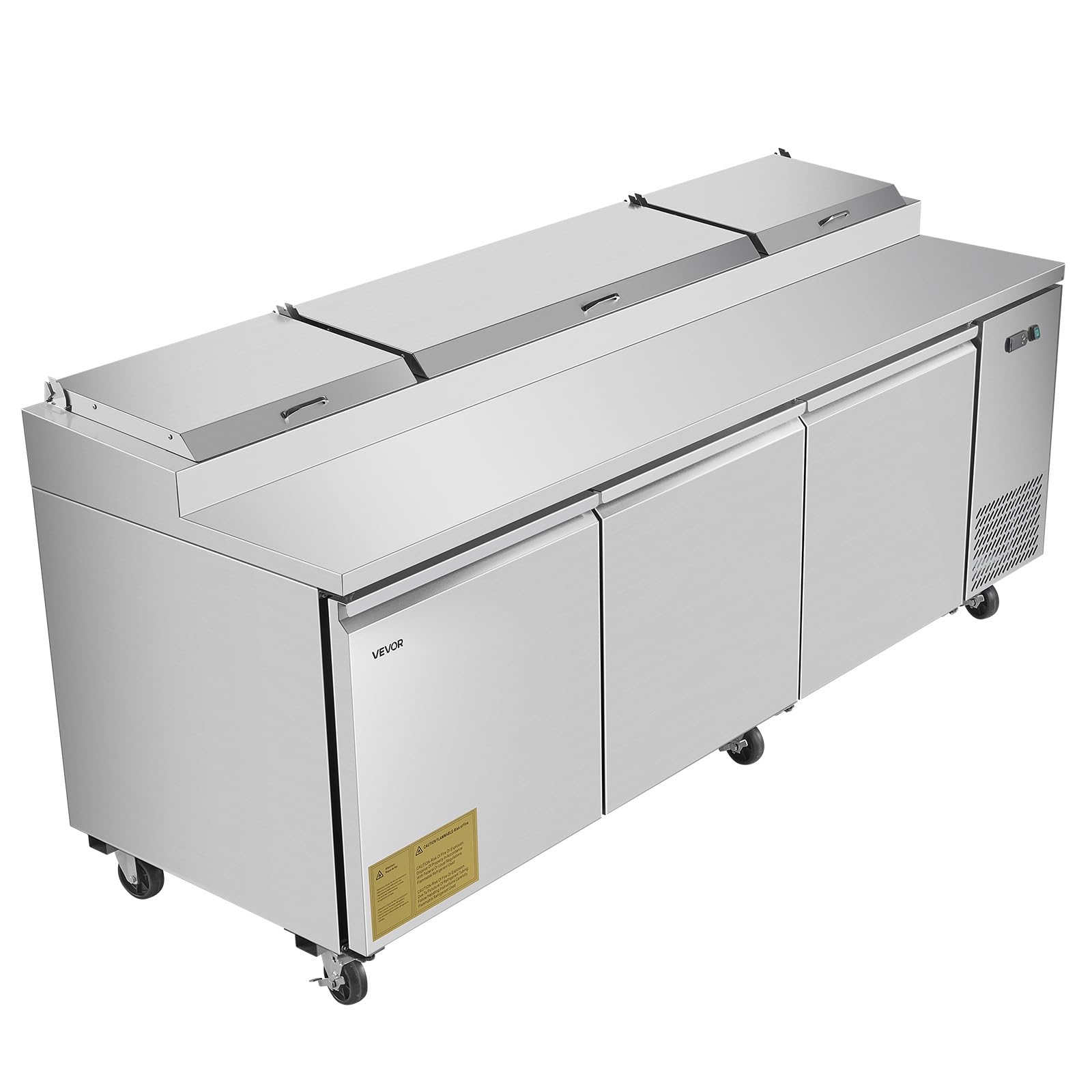 Vevor 93W Commercial Refrigerator, Pizza Prep Refrigerated Table, 19.3 Ultra Wide Countertop Food Prep Cooler, 30.8 Cu.Ft Single