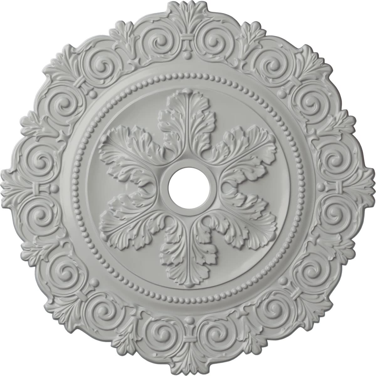 33 1/4OD x 3 5/8ID x 1P Scroll Medallion (Fits Canopies up to 3 5/8), Hand-Painted Frost